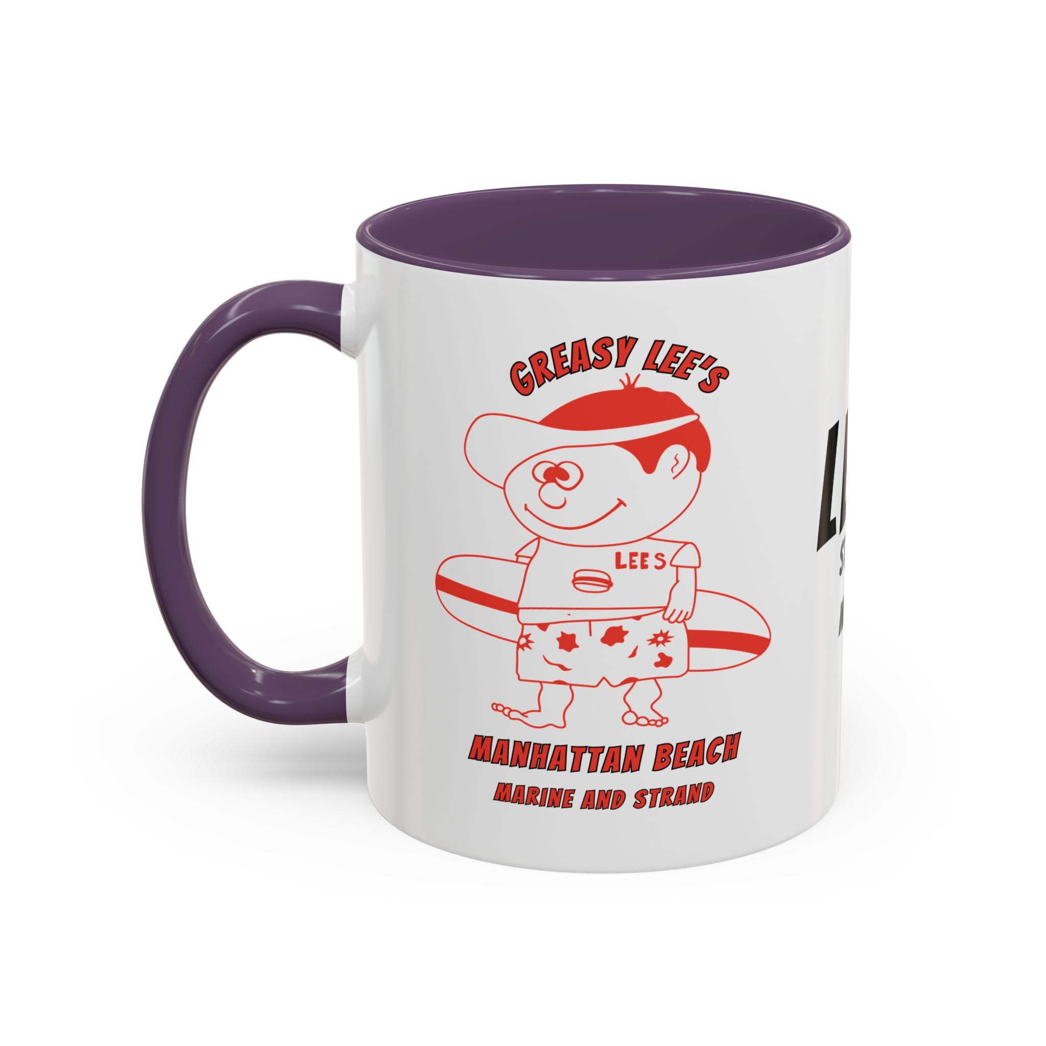 Greasy Lee's Surfer Logo Mug | Marine and Strand Manhattan Beach Old School  Accent Coffee Mug 11oz 15oz