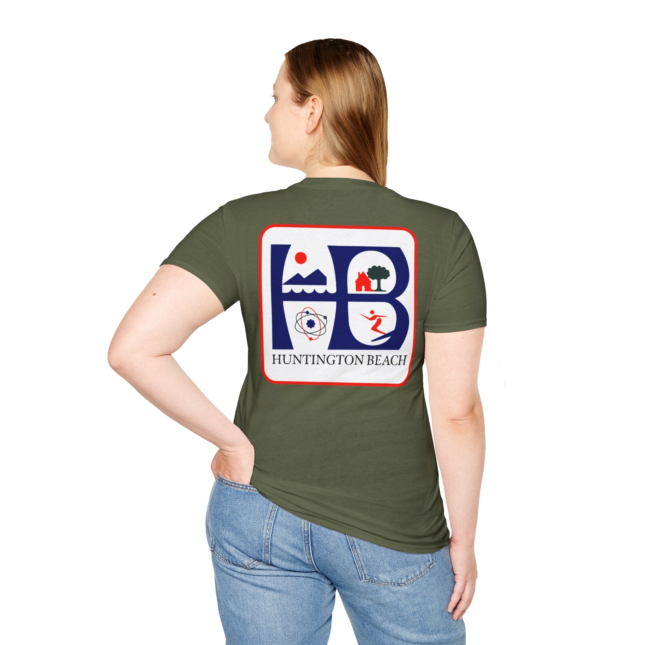 Huntington Beach Retro HB Logo T-Shirt  (printed 3 places)