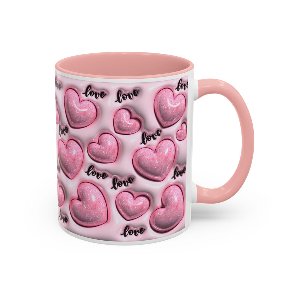 Pink Heart Pattern love Mug | Accent Coffee Mug 11oz 15oz