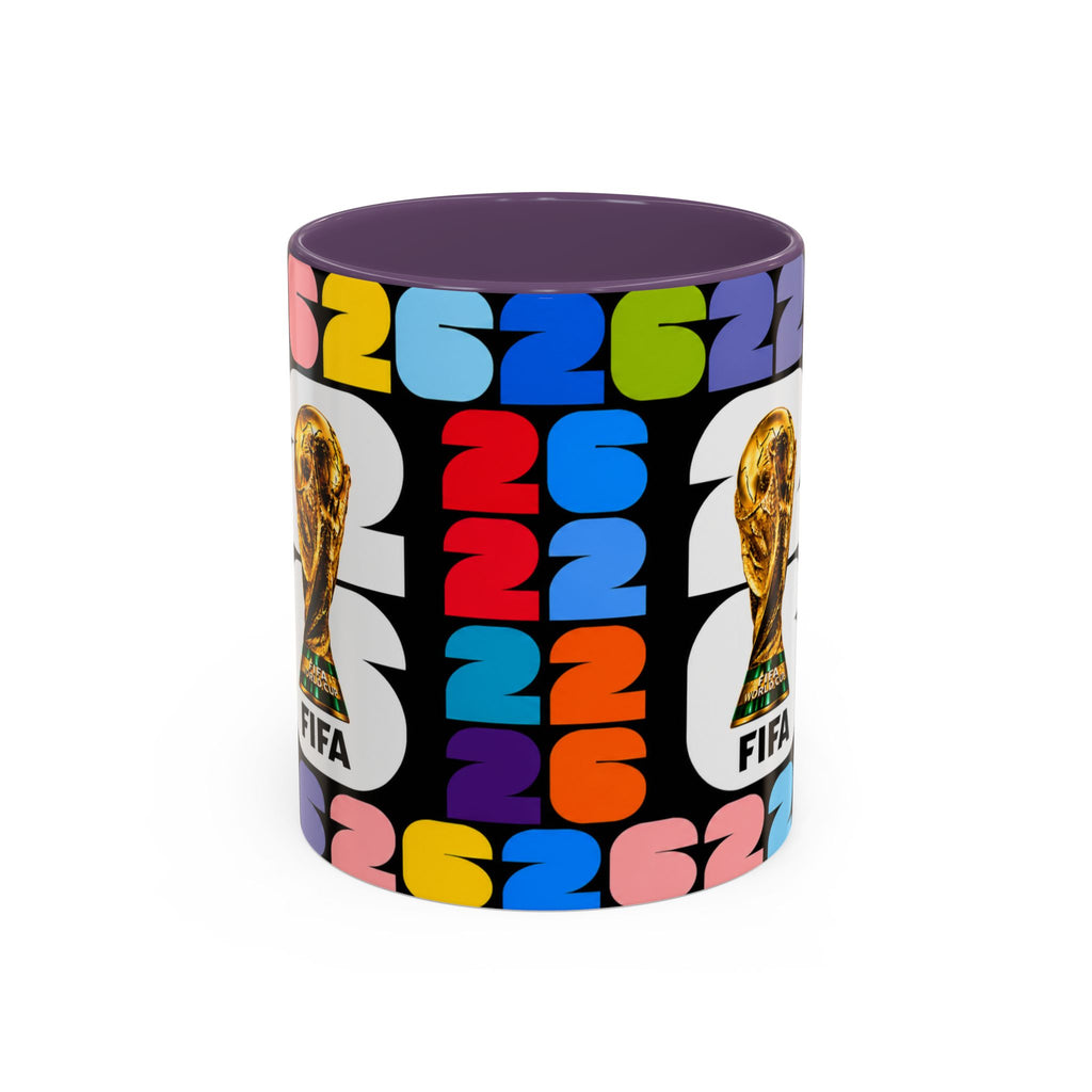 2026 World Cup Accent Coffee Mug – Colorful FIFA Trophy Design (11/15oz)
