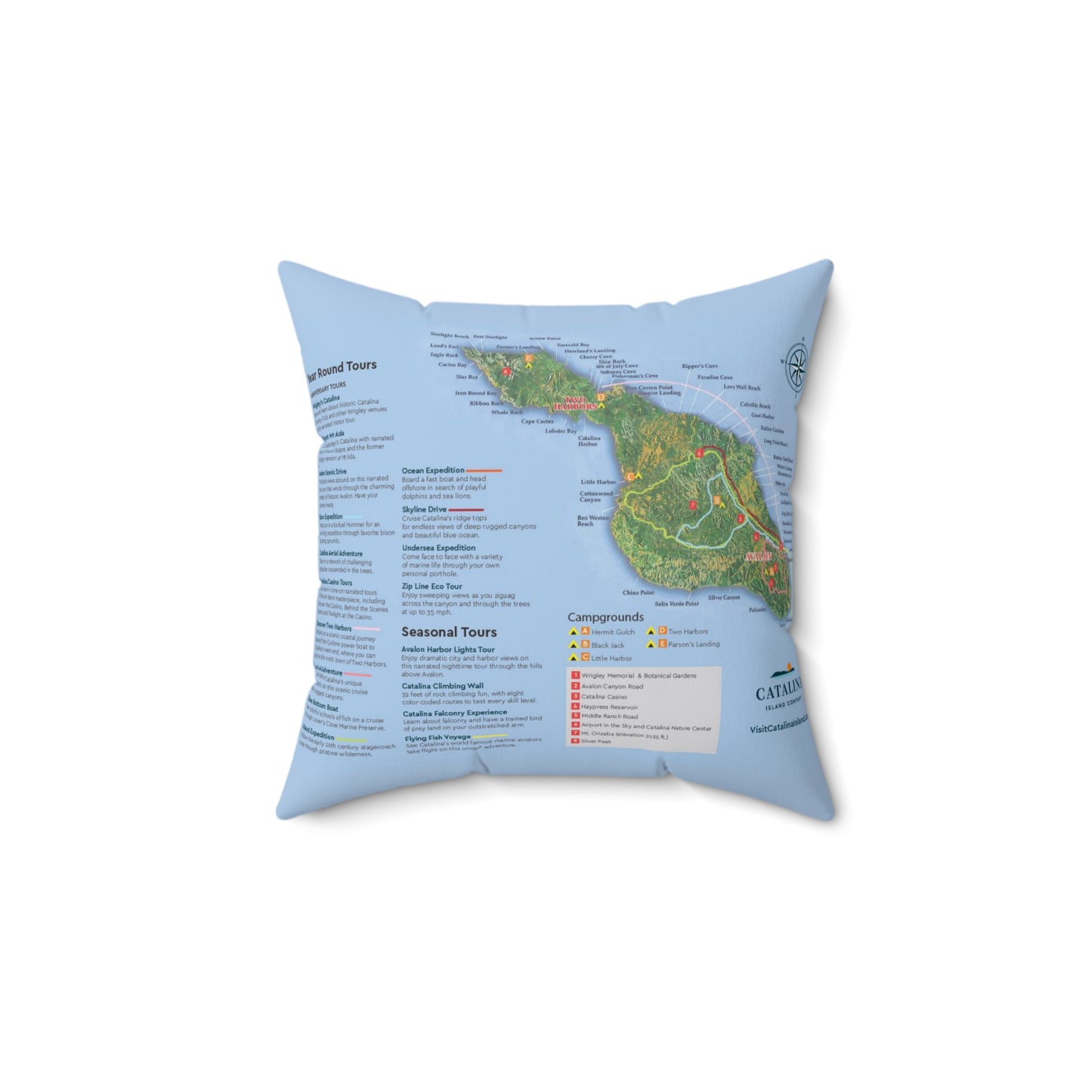 Santa Catalina Island California 90704 #3 Spun Polyester Square Pillow