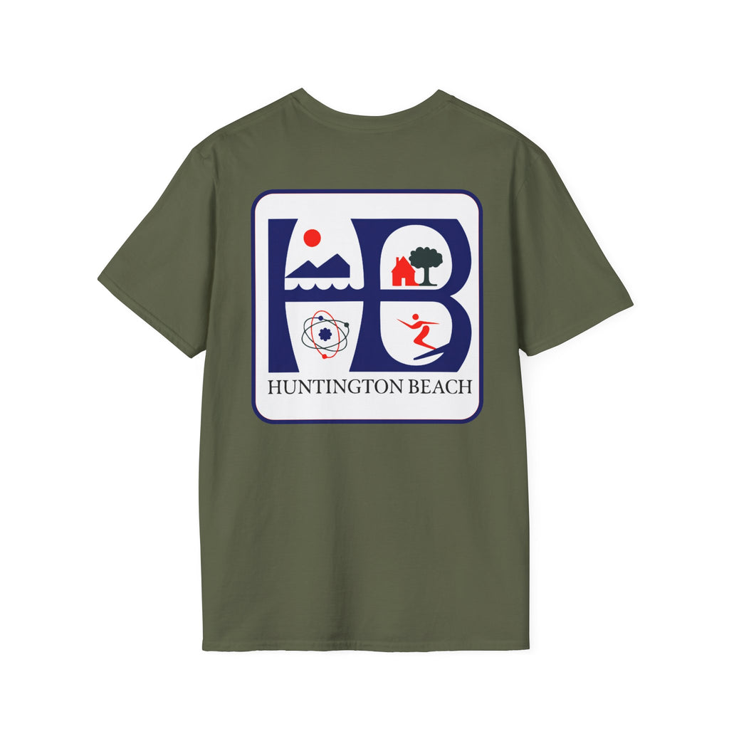 Huntington Beach Retro Logo T-Shirt — HB Surf & Sunset Tee (printed 3 side)