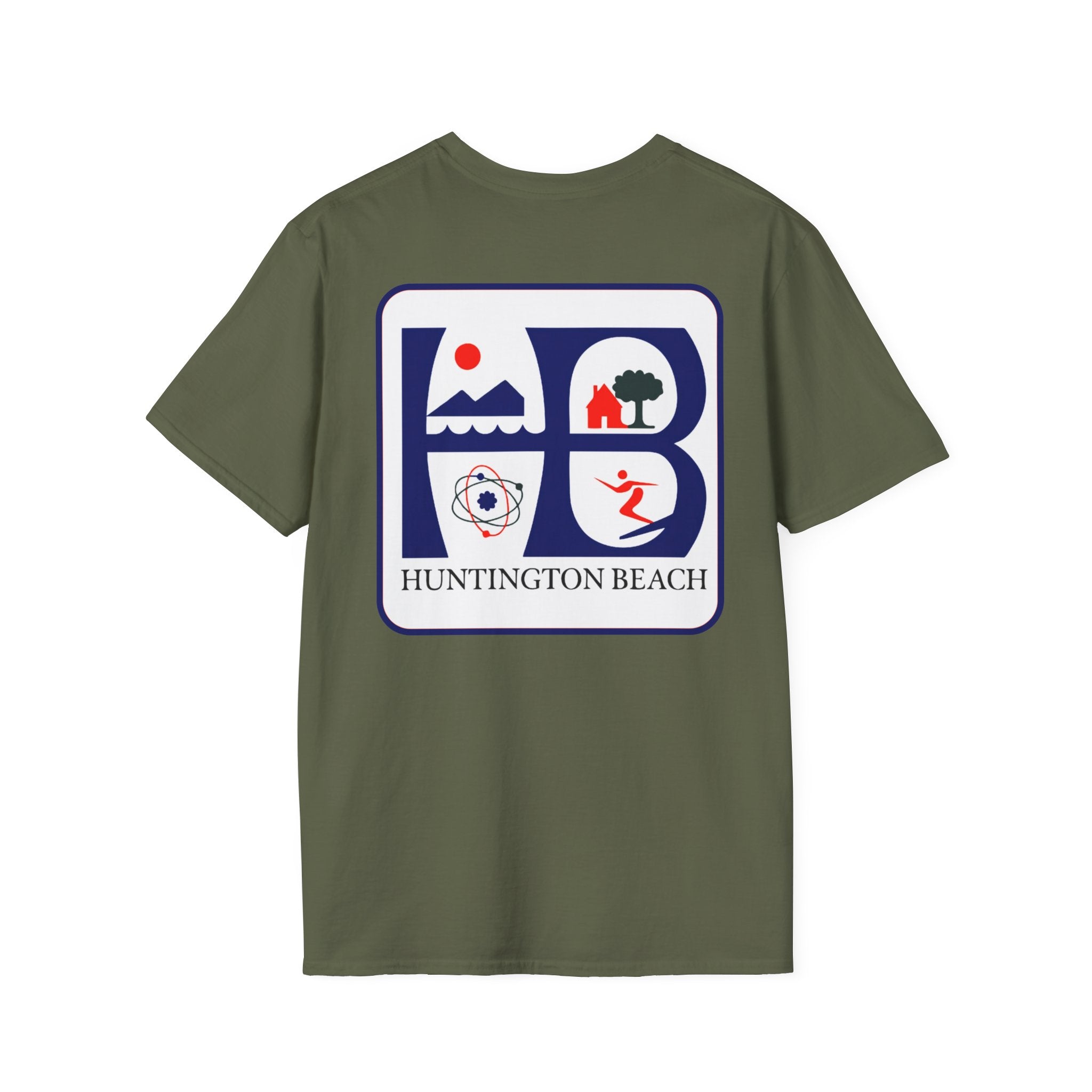 Huntington Beach Retro Logo T-Shirt — HB Surf & Sunset Tee (printed 3 side)