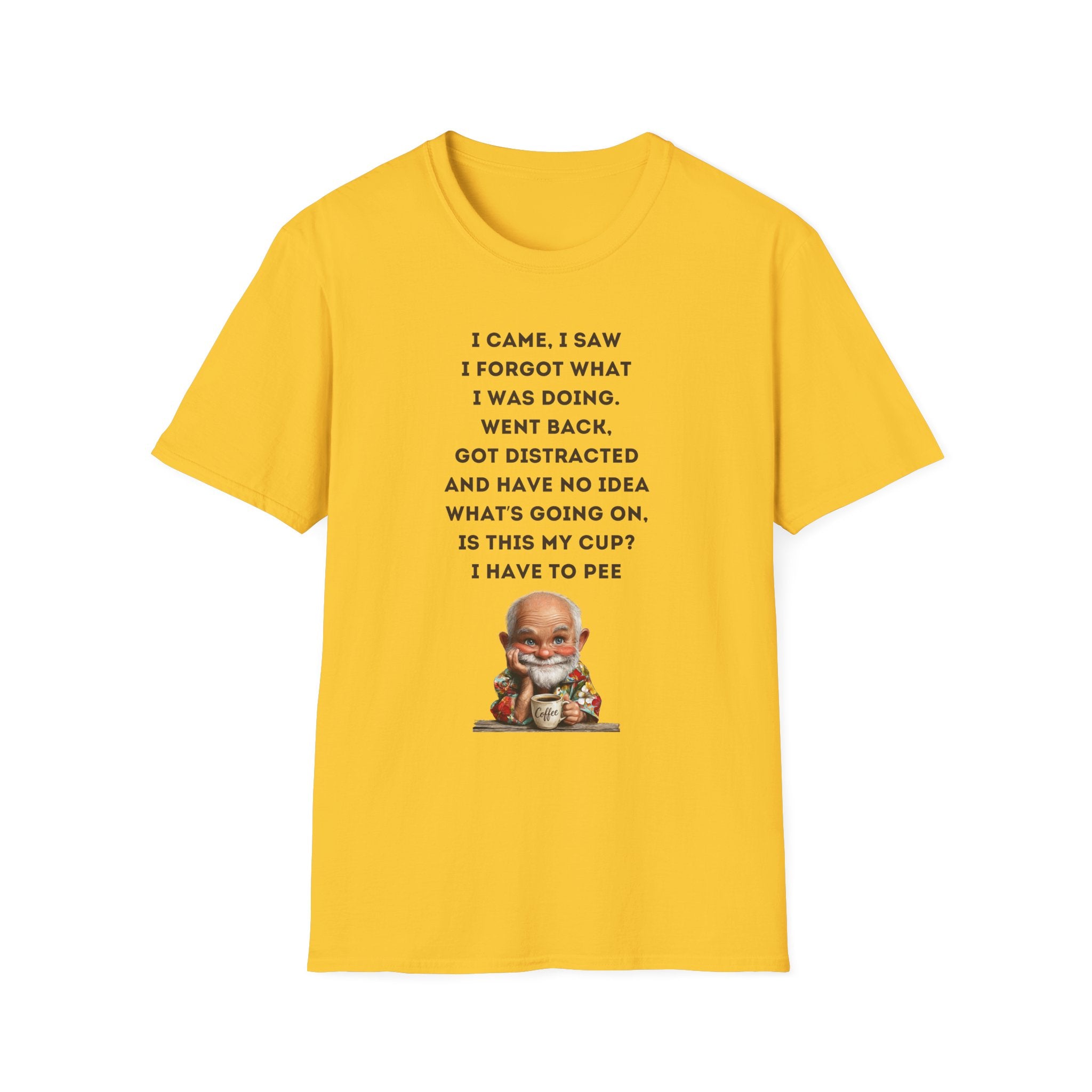 Funny Forgetful Grandpa Quote T-Shirt | Retro Grandpa I Got to Pee Illustration