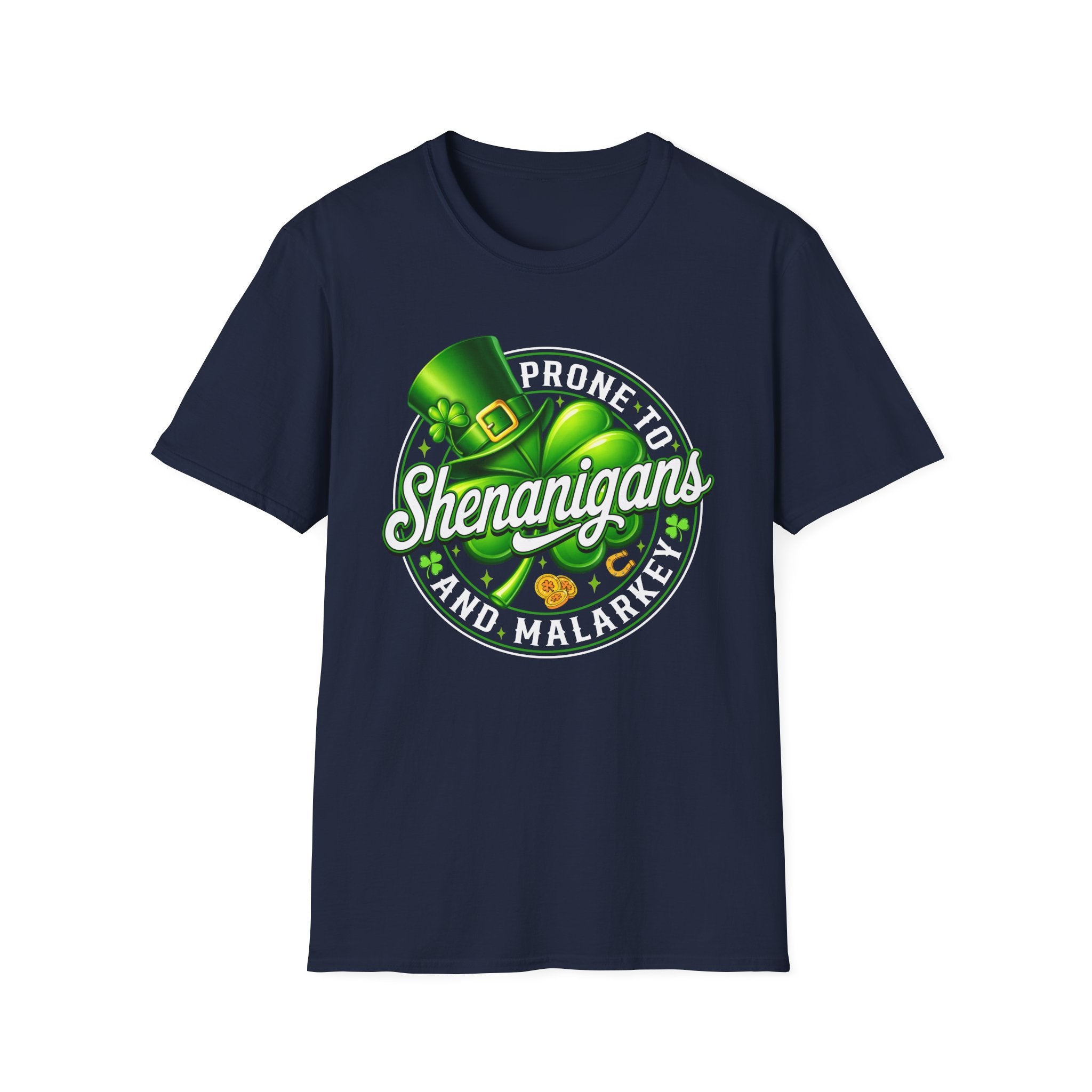 Prone to Shenanigans and Malarkey T-Shirt | St. Patrick's Day Leprechaun Hat Shamrock