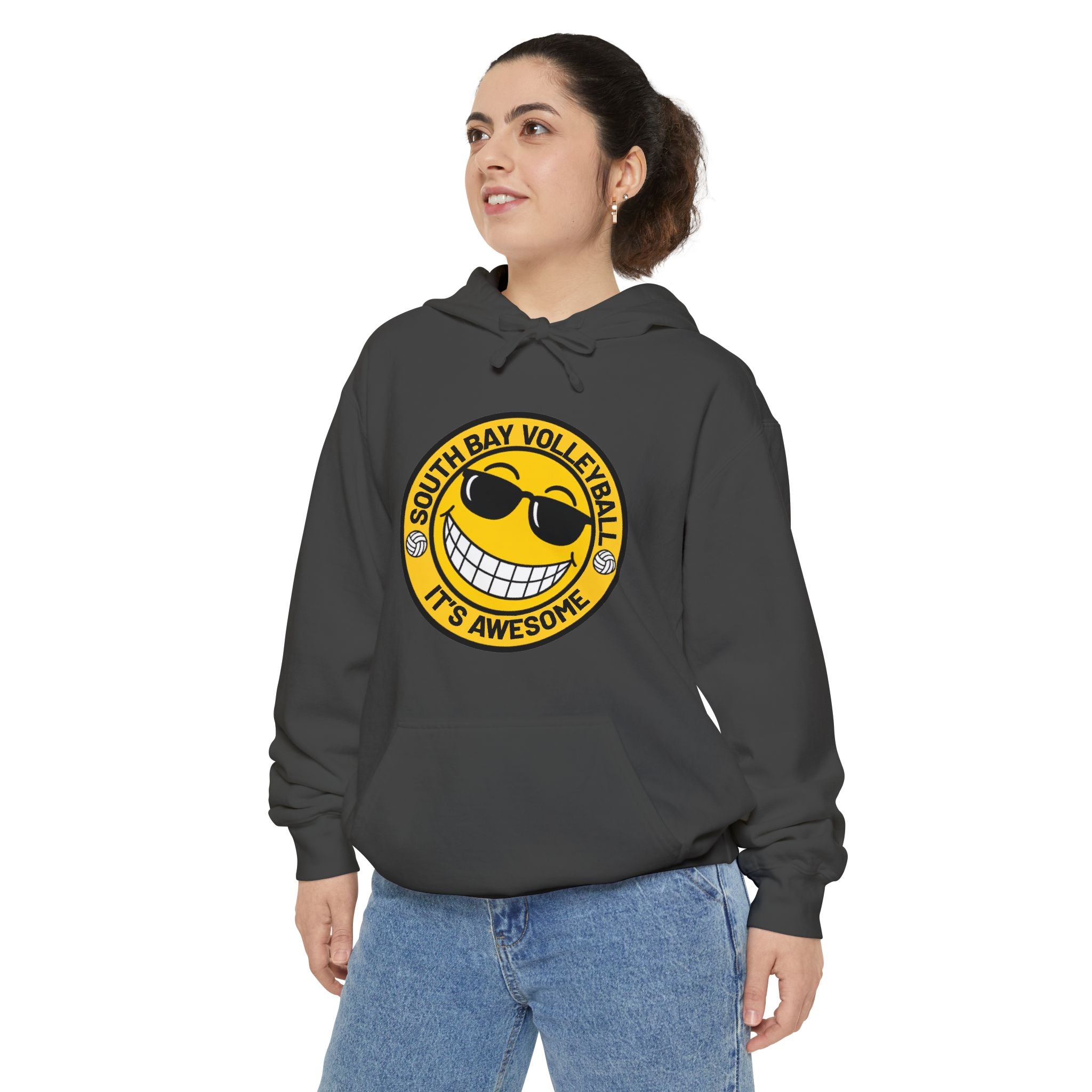 Volleyball Smiley Hoodie — "South Bay Volleyball It's Awesome" Crewneck