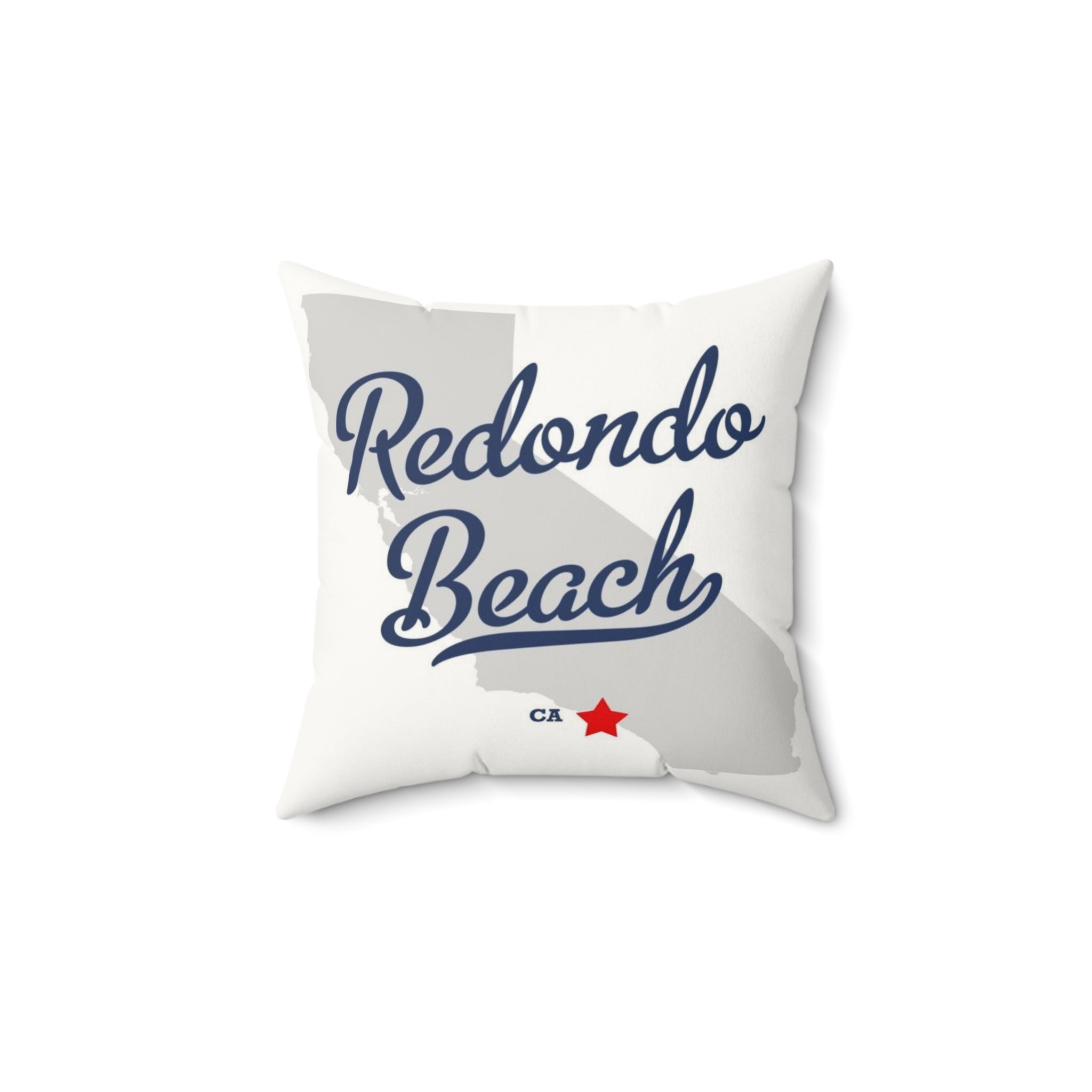 Redondo Beach California Map - Faux Suede Square Pillow