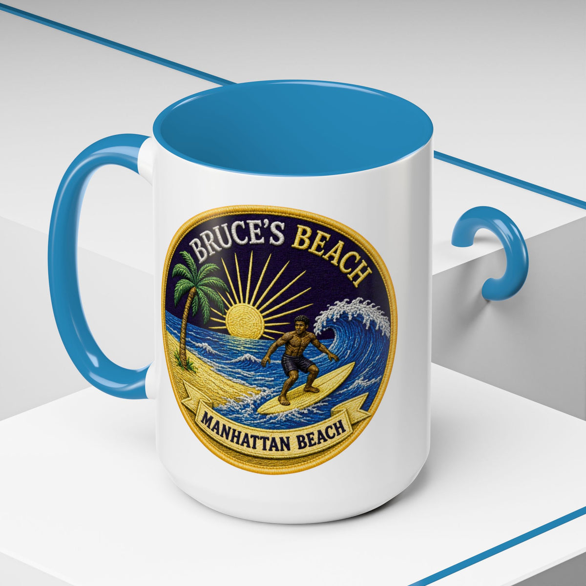 Manhattan Beach Surf Mug — Bruce’s Beach Coffee Cup (11/15oz Accent)