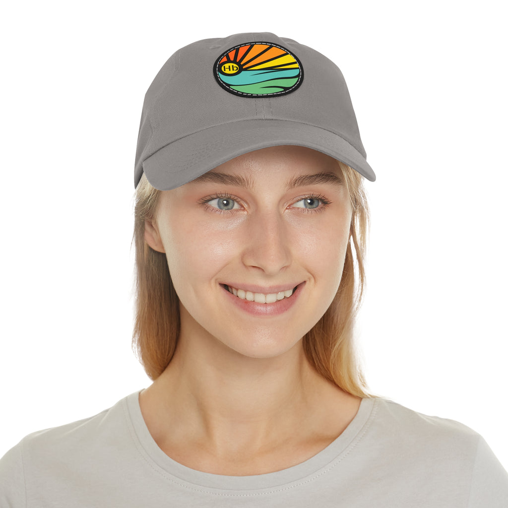 Hermosa Beach Sunset Wave Patch Hat | Mom and Dad Hat with Round Leather Patch #HermosaBeach