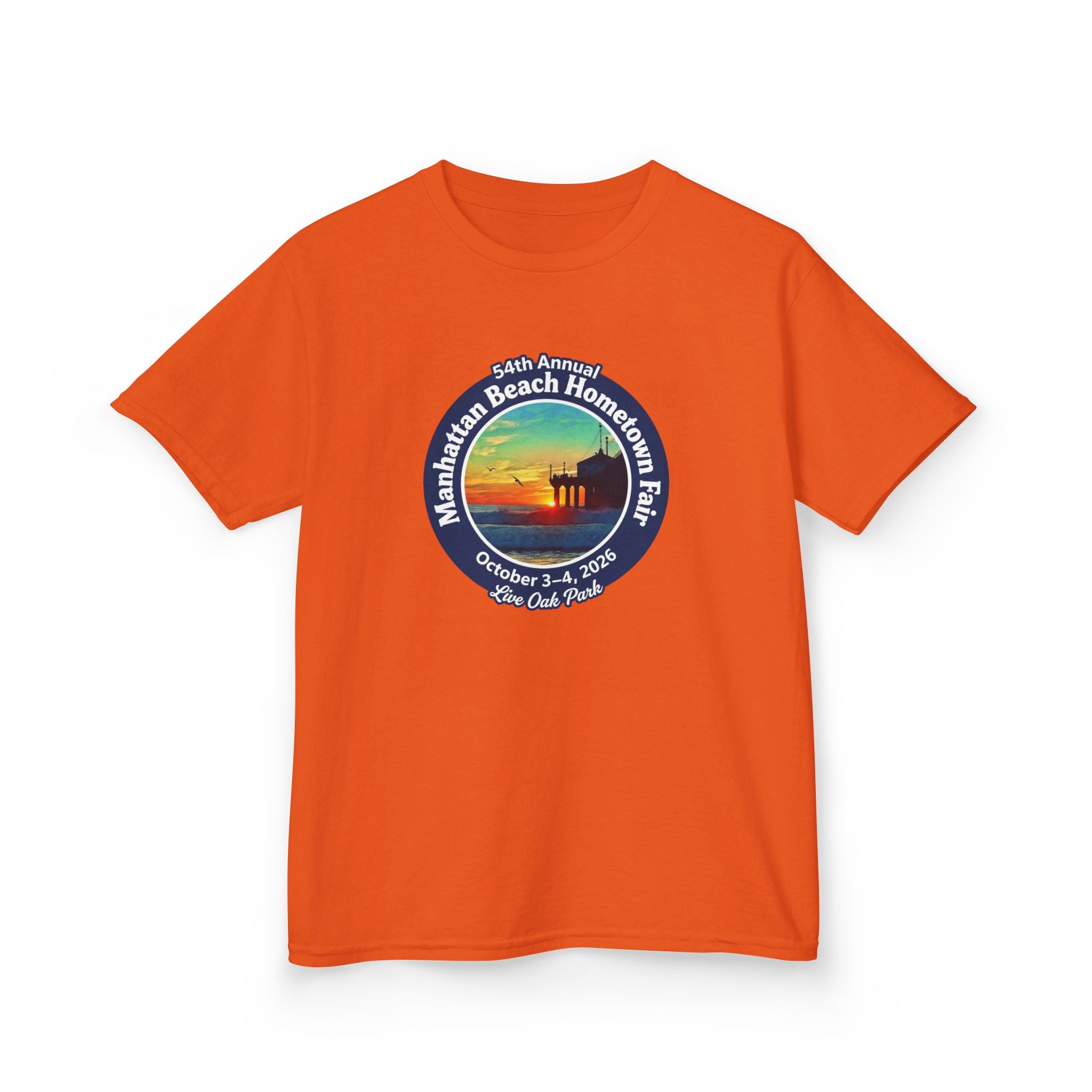 Kids Tee — Manhattan Beach Hometown Fair 2026 Sunset Logo