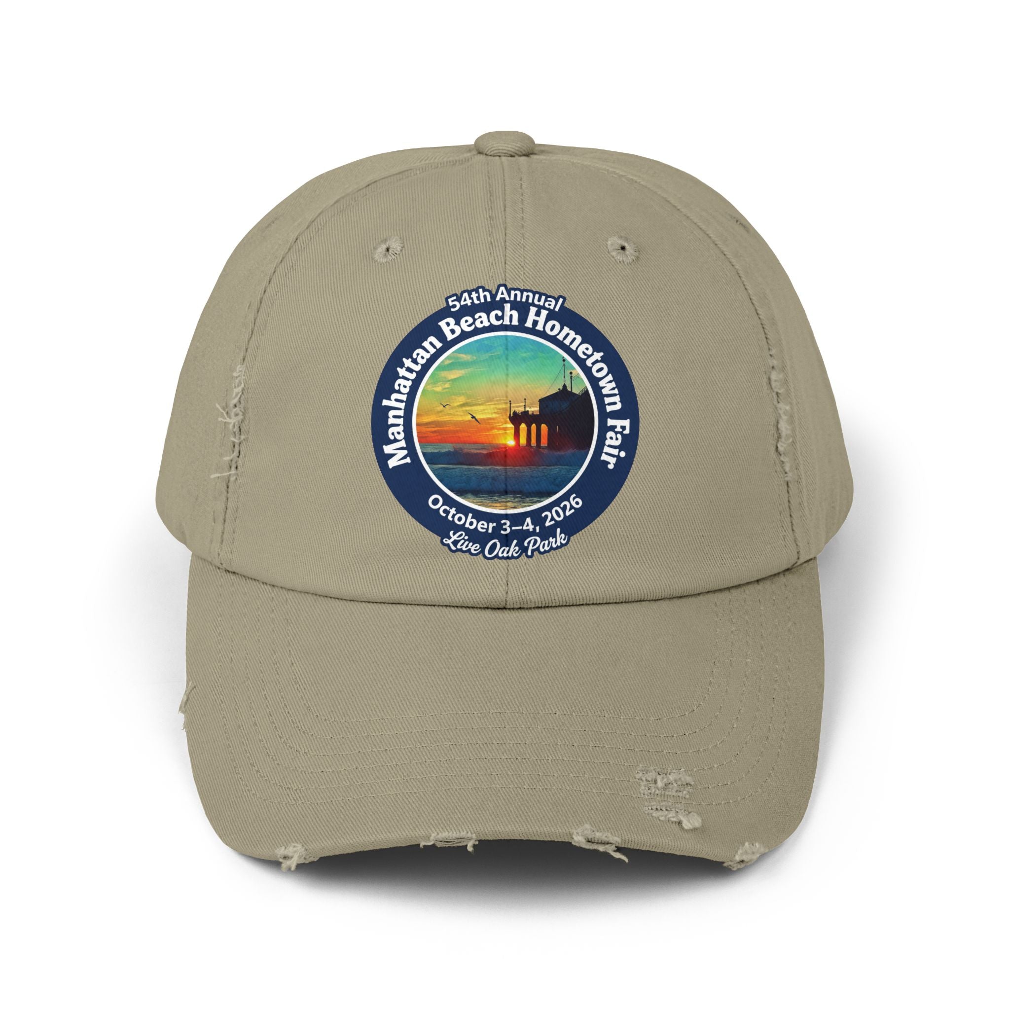 Distressed Baseball Cap - Manhattan Beach Hometown Fair 2026 Sunset Logo