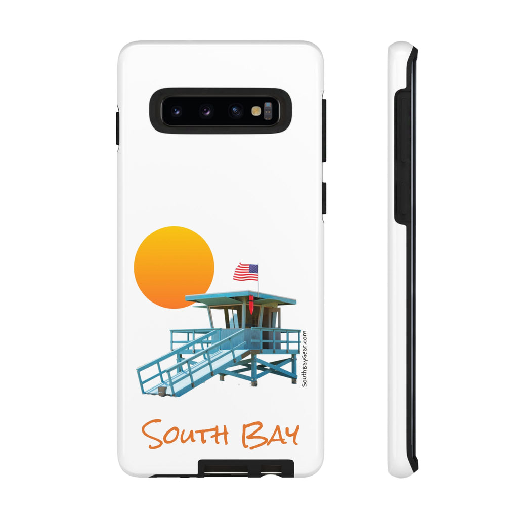 South Bay Lifeguard Stand with American Flag Tough Phone Cases
