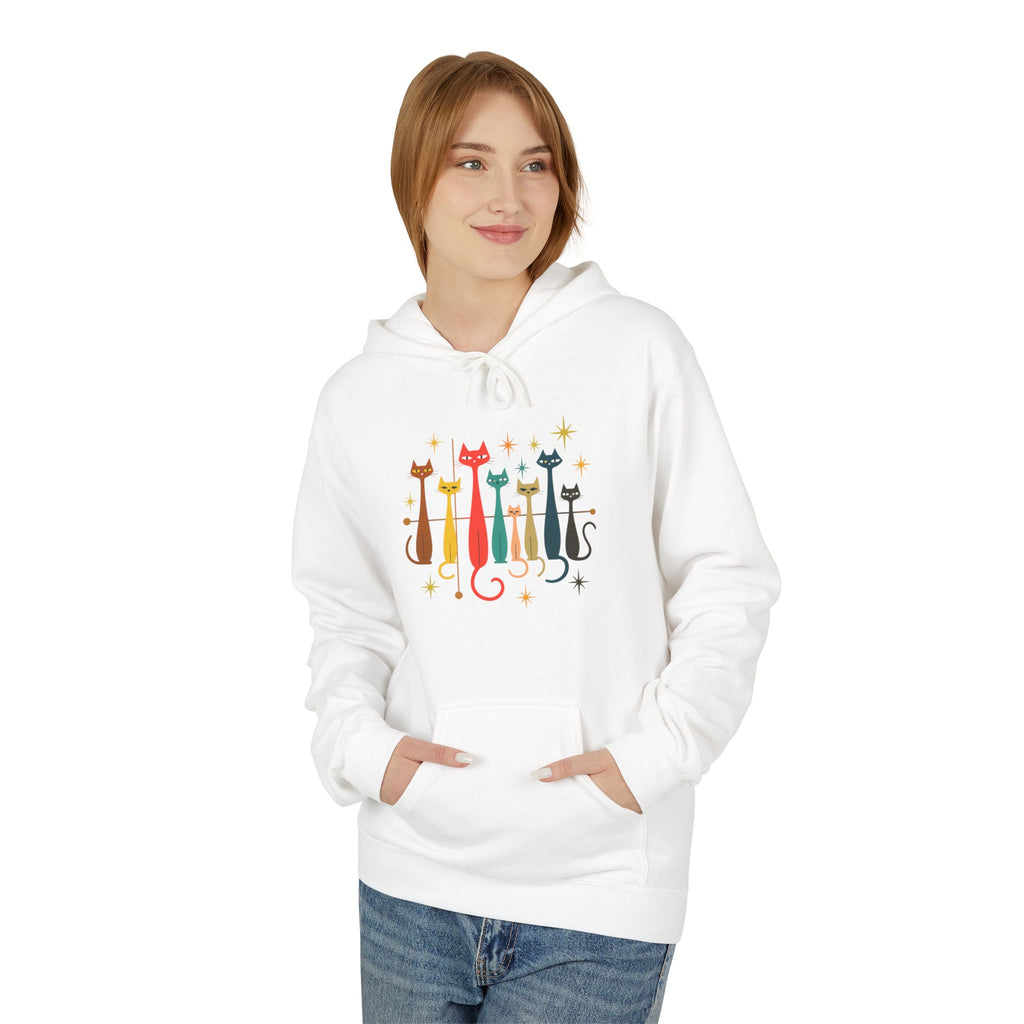 Retro Long Cats hoodie | Colorful Cat Illustration (printed front and back)