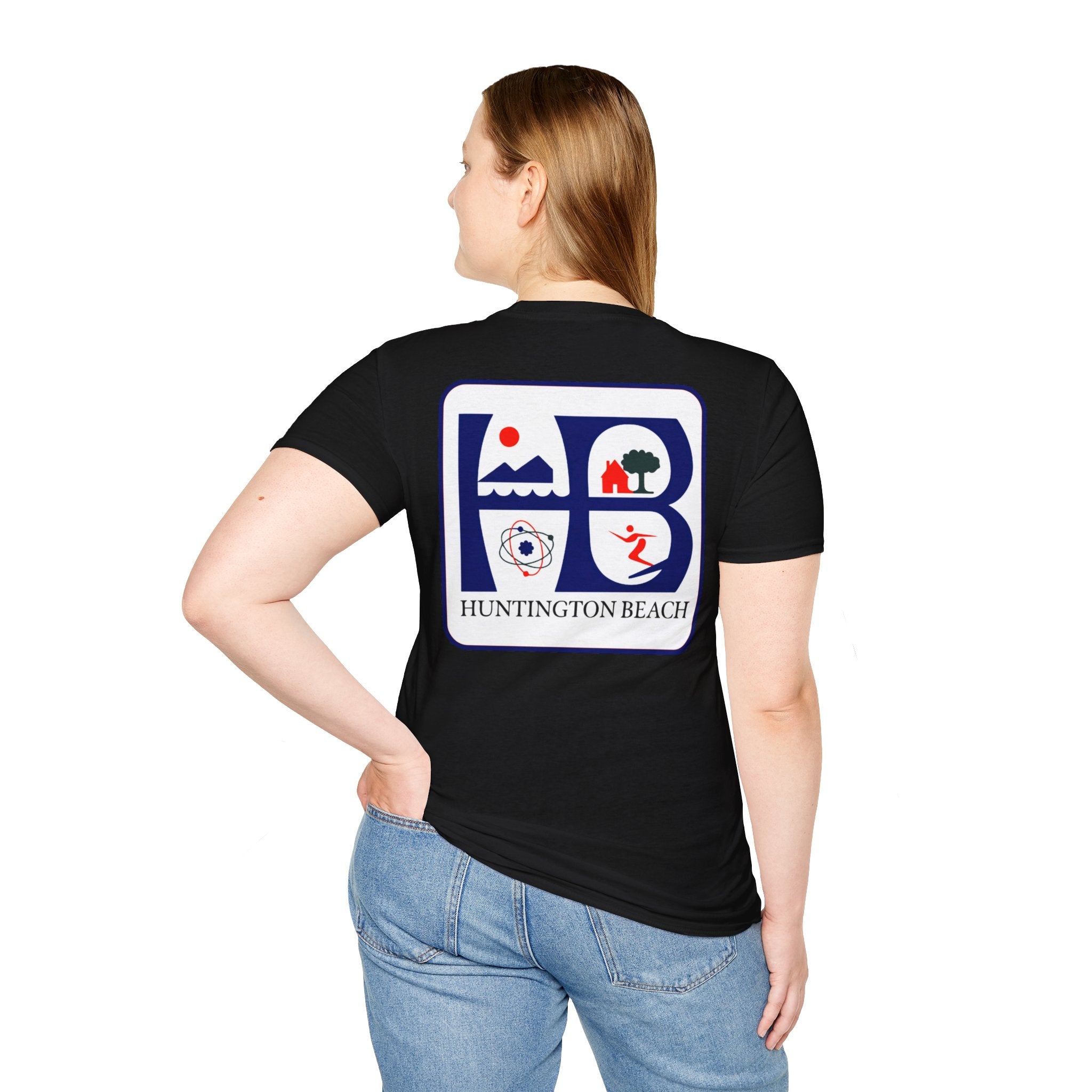 Huntington Beach Retro Logo T-Shirt — HB Surf & Sunset Tee (printed 3 side)