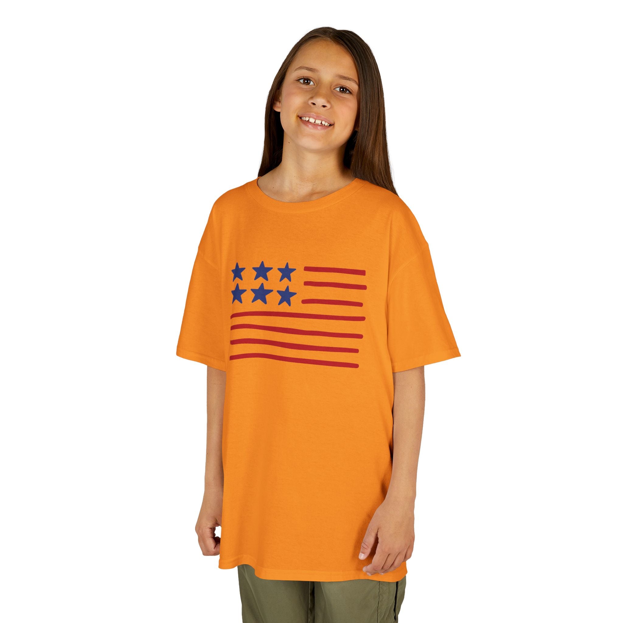 Stars and Stripes  Kids American Flag T-Shirt — Red & Blue Stars Stripe Patriotic Tee