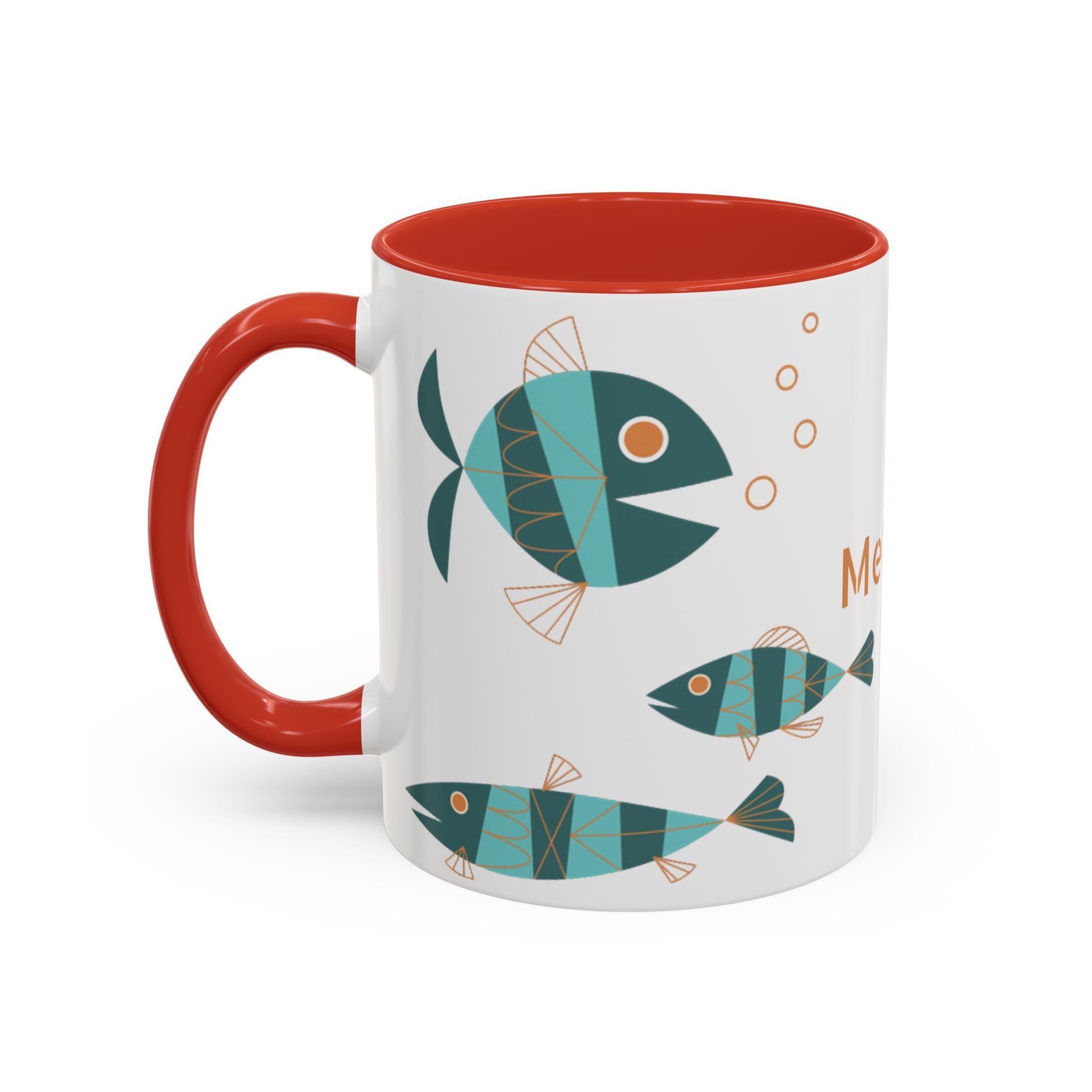 Metlox Pottery Teal Geometric Fish Mug | Accent Coffee Mug