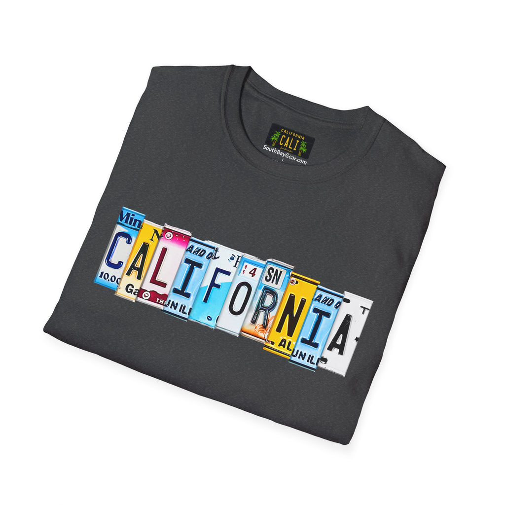 California License Plate Letters T-Shirt | Vintage Road Trip State Tee
