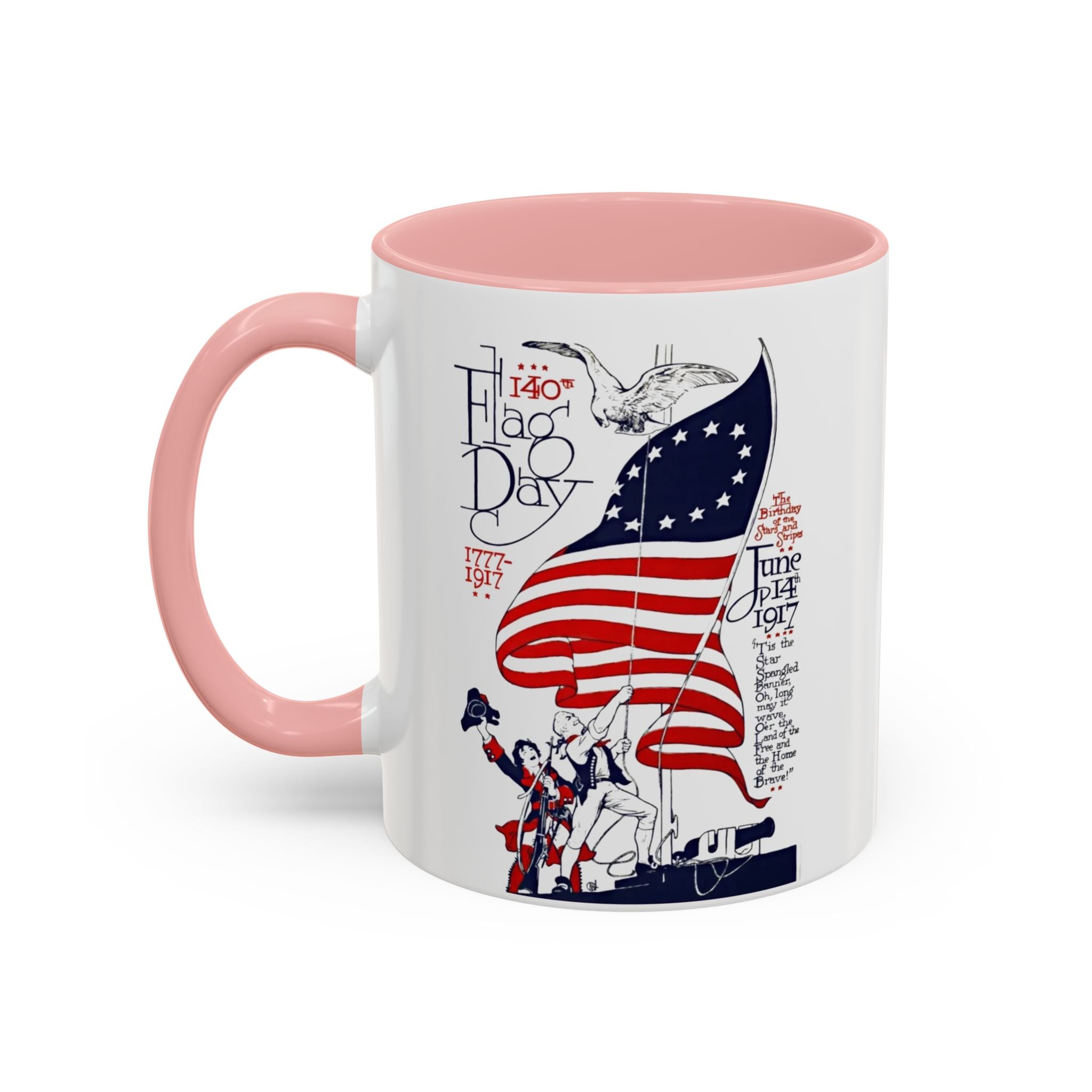 Flag Day Illustration Original Artwork 1917  Mug | American Flag Sailors Accent Coffee Mug