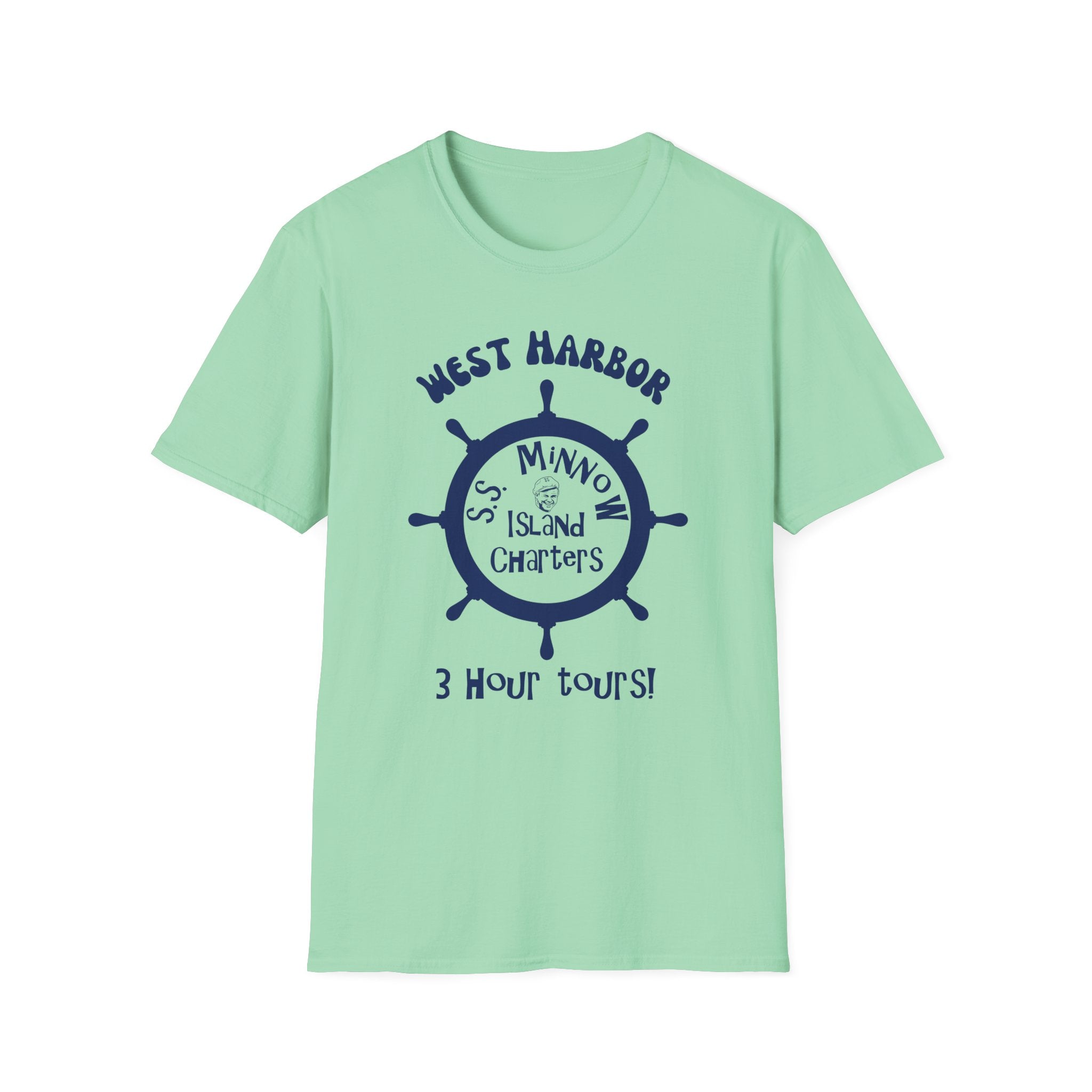 West Harbor San Pedro Ship Wheel Minno Island Charters T-Shirt | 3 Hour Tours