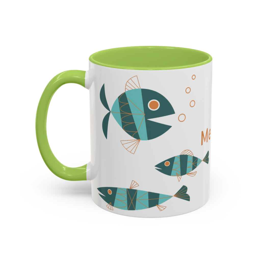 Metlox Pottery Teal Geometric Fish Mug | Accent Coffee Mug