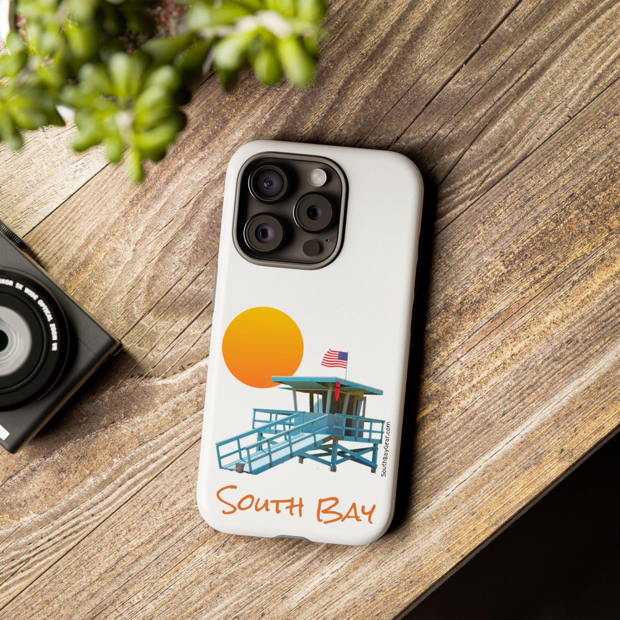 South Bay Lifeguard Stand with American Flag Tough Phone Cases
