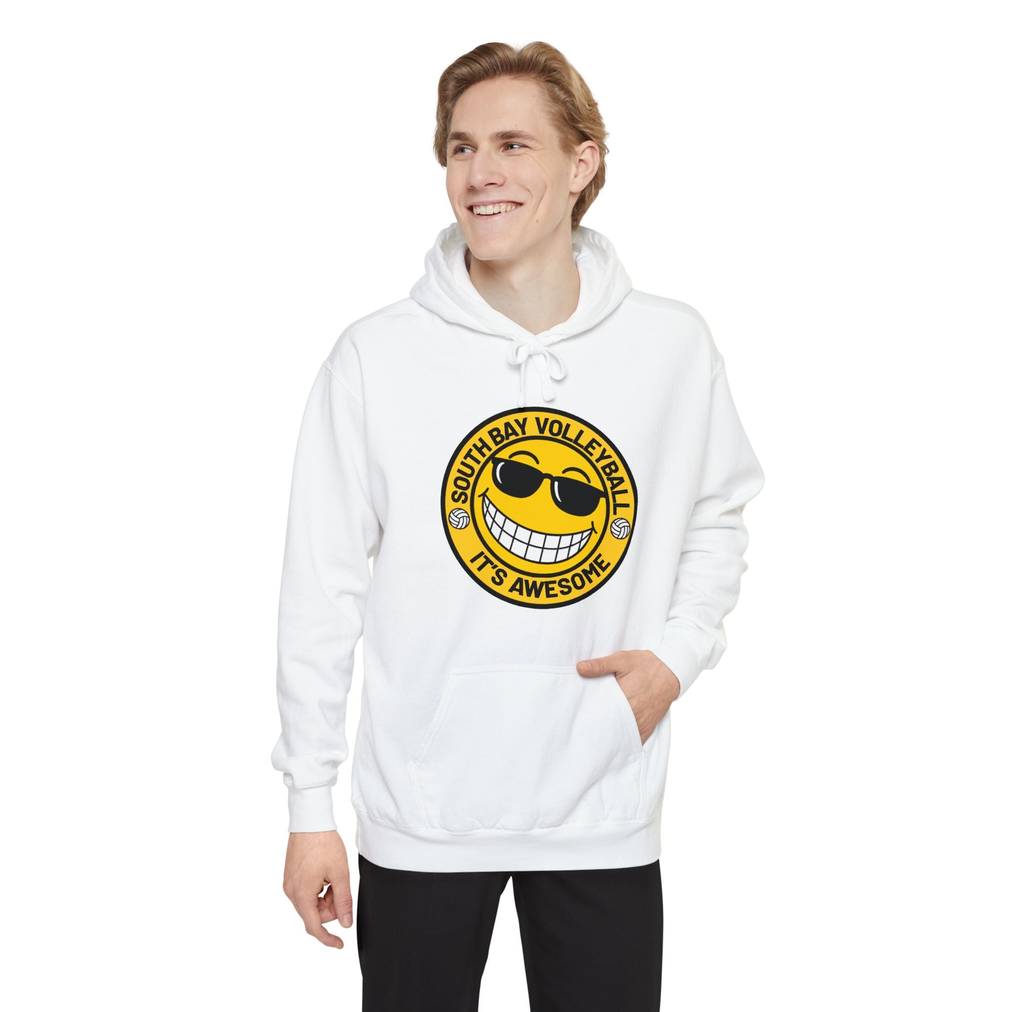 Volleyball Smiley Hoodie — "South Bay Volleyball It's Awesome" Crewneck