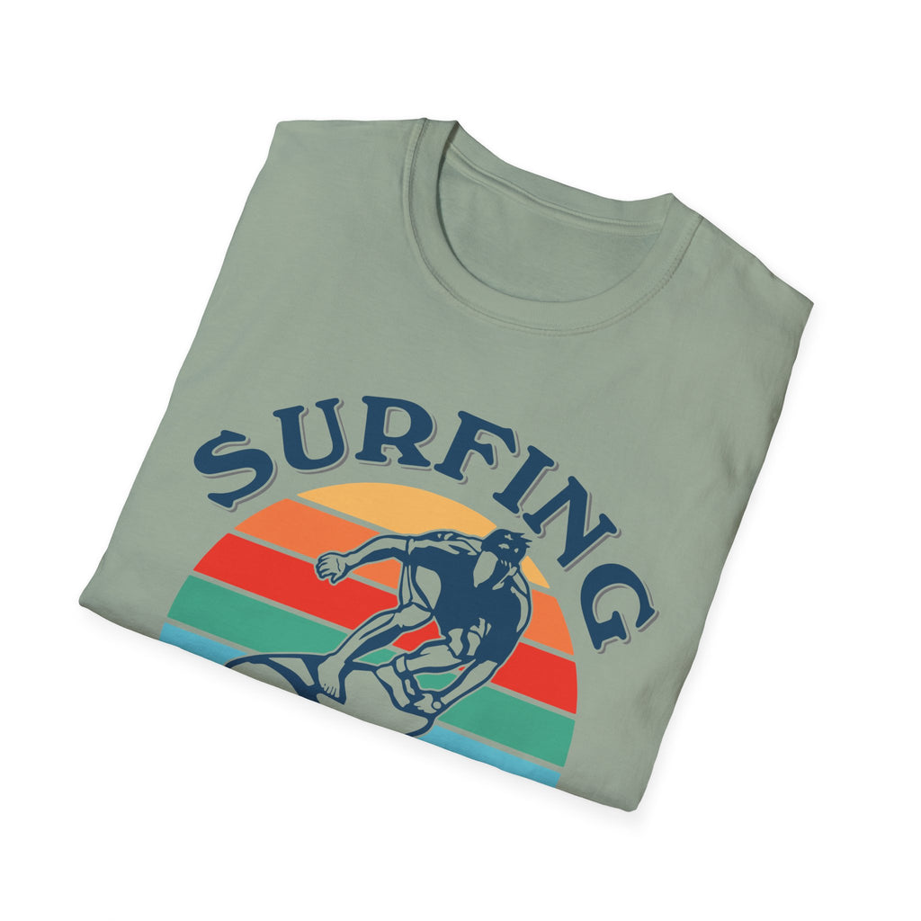 Surfing Makes Me Happy T-Shirt | Retro Sunset Surfer Graphic