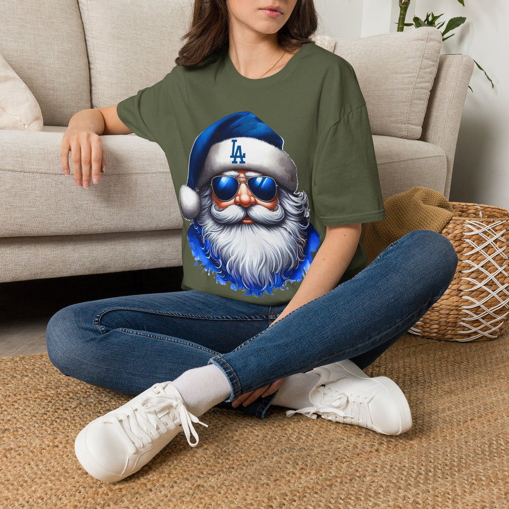 LA Dodgers Blue Santa T-Shirt — Cool Sunglasses Holiday Tee