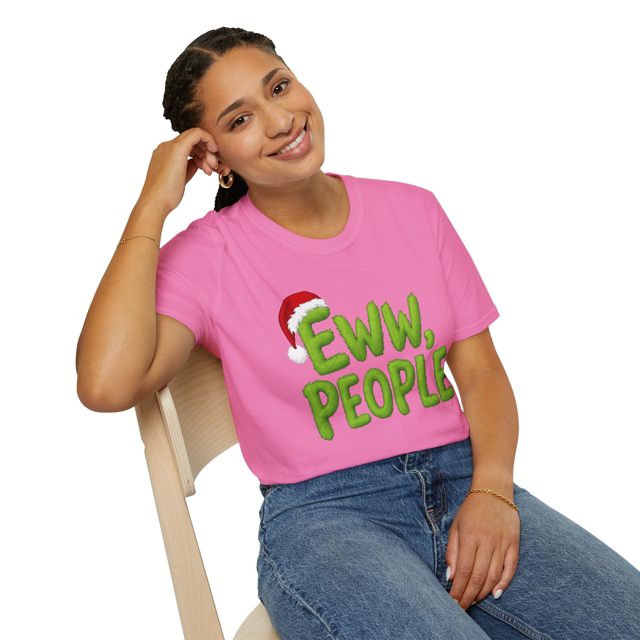 Eww, People T-Shirt | Funny Grinchy Santa Hat Holiday Tee