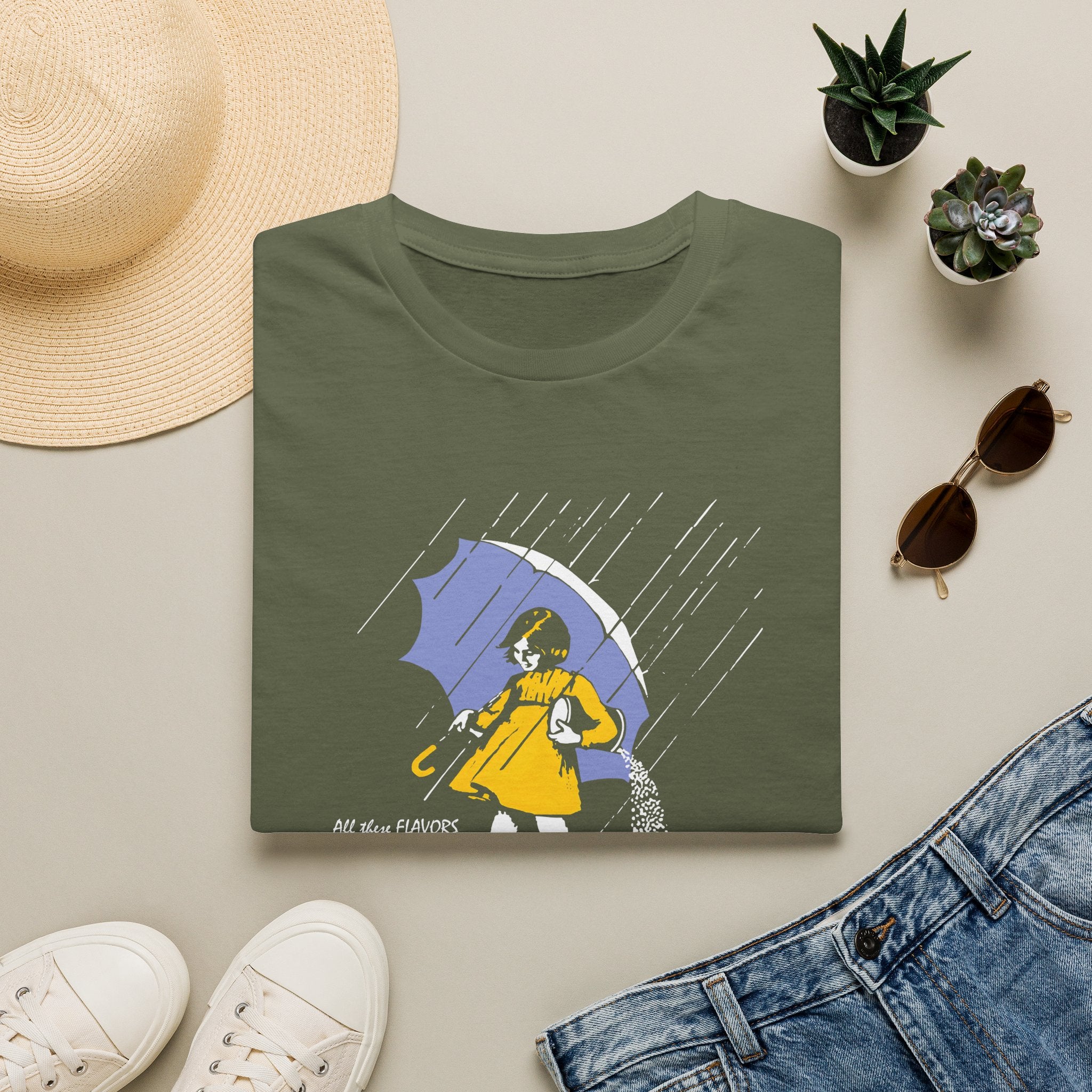 Salty Rainy Day Graphic T-Shirt — Girl with Umbrella Illustration