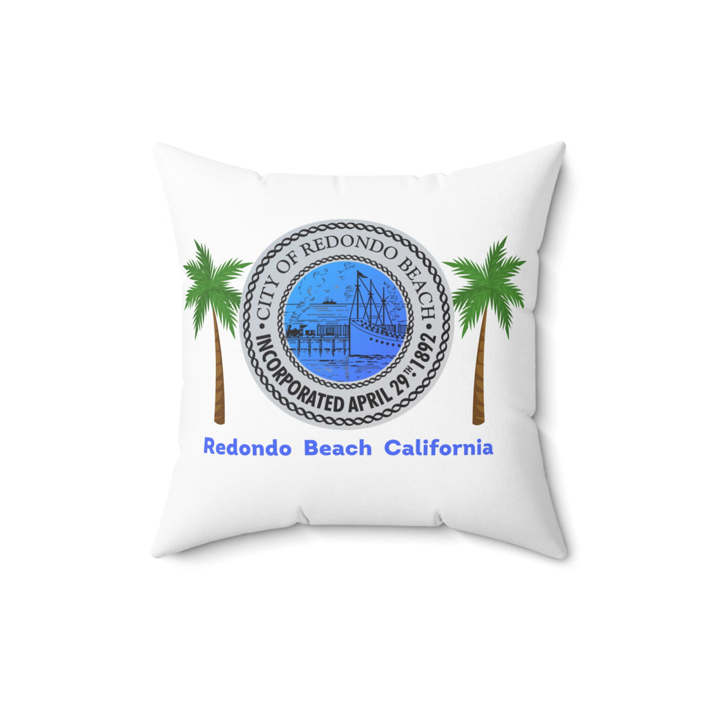 Redondo Beach California 90277 90278 MAP Spun Polyester Square Pillow
