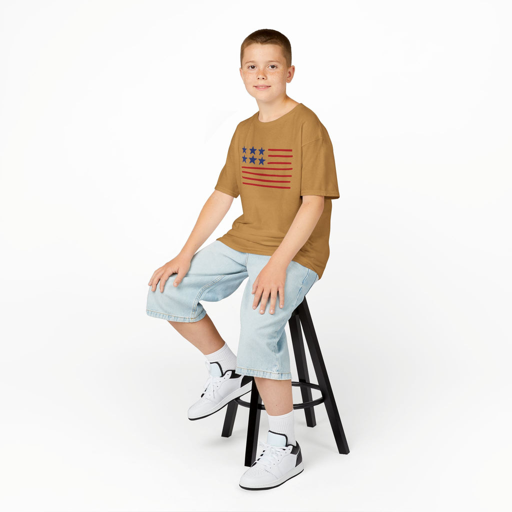 Stars and Stripes  Kids American Flag T-Shirt — Red & Blue Stars Stripe Patriotic Tee