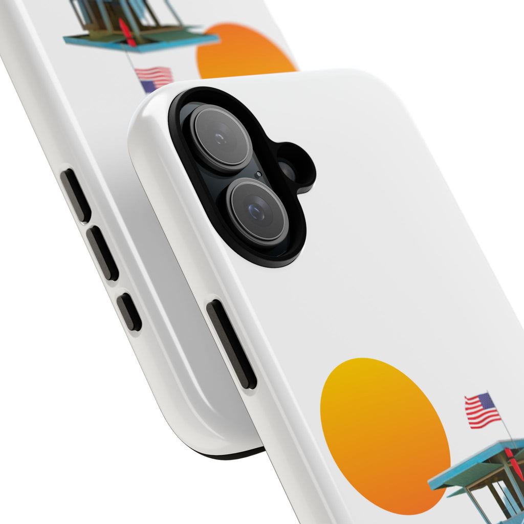 South Bay Lifeguard Stand with American Flag Tough Phone Cases