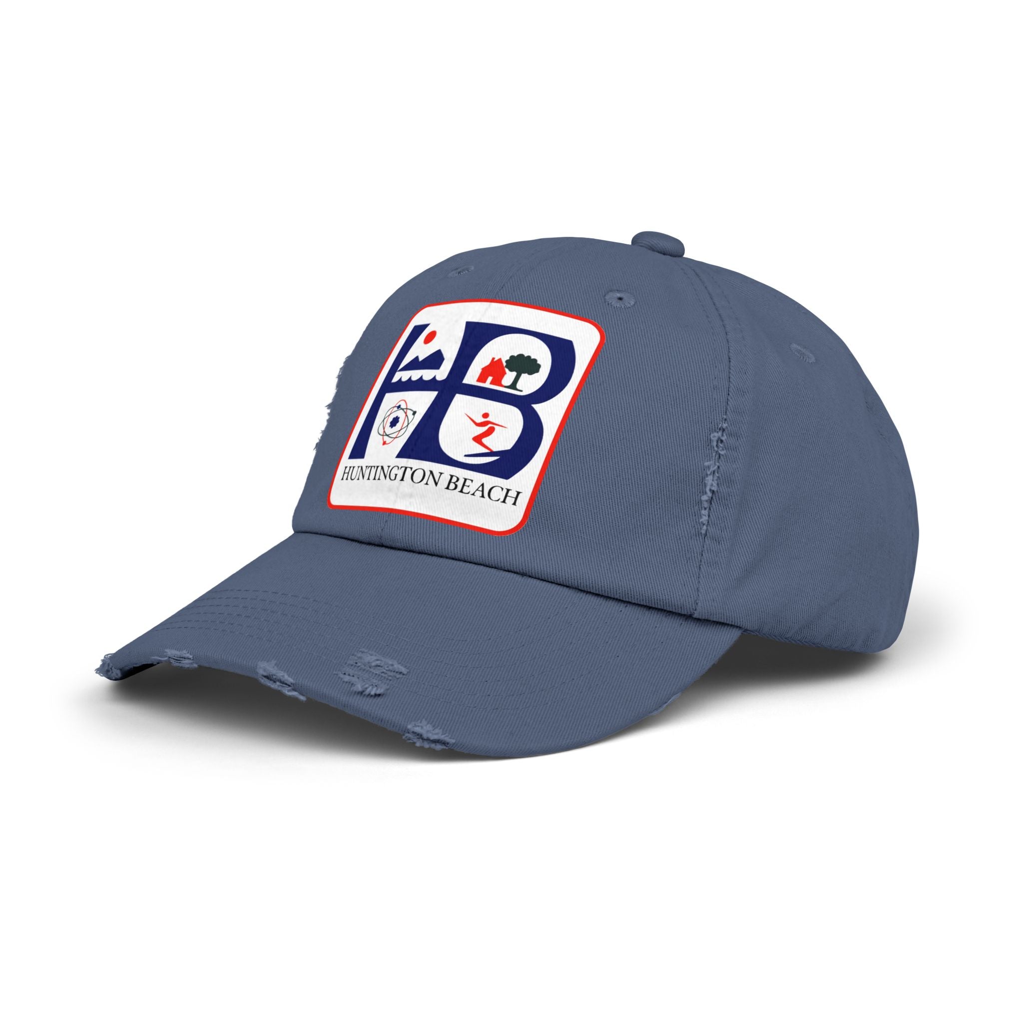 Huntington Beach Distressed Mom and Dad Hat — Vintage Surf & Coastal Patch Cap