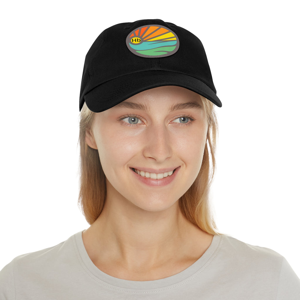 Hermosa Beach Sunset Wave Patch Hat | Mom and Dad Hat with Round Leather Patch #HermosaBeach