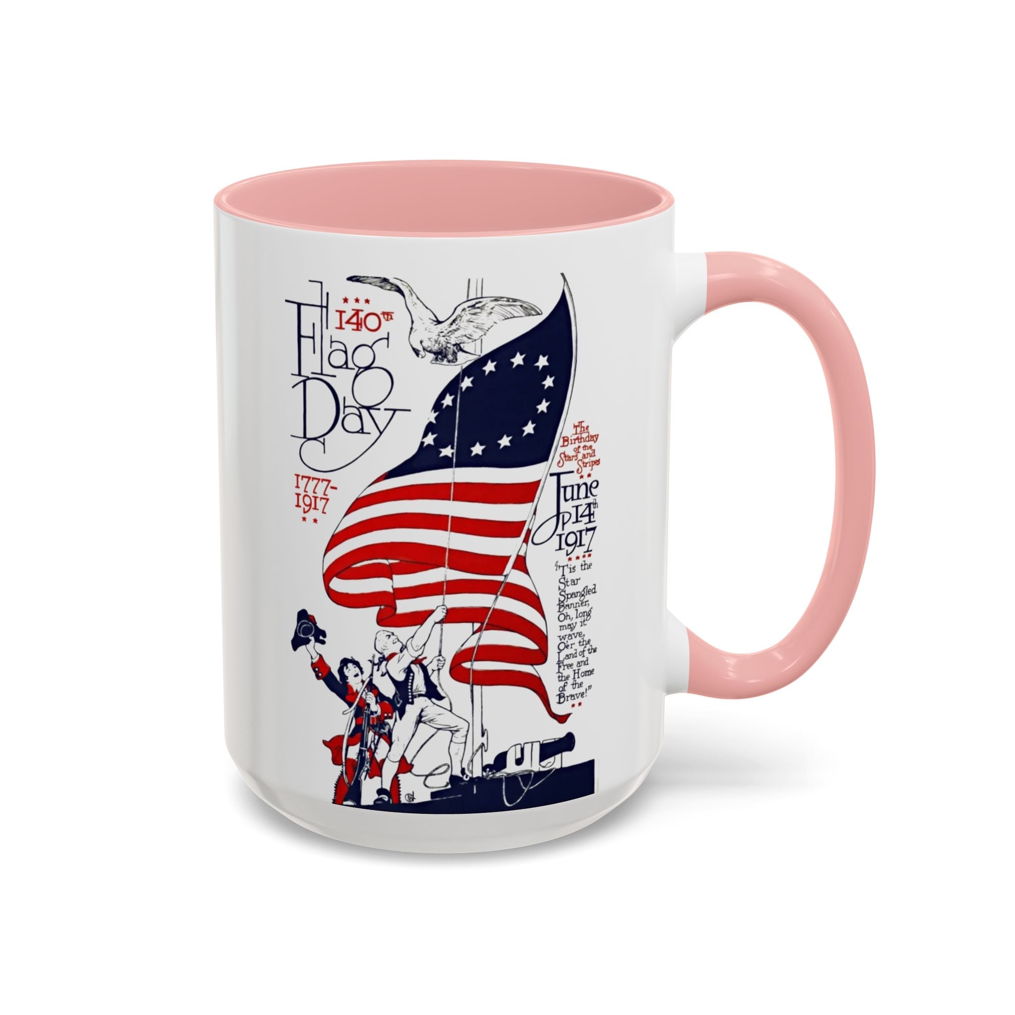 Flag Day Illustration Original Artwork 1917  Mug | American Flag Sailors Accent Coffee Mug