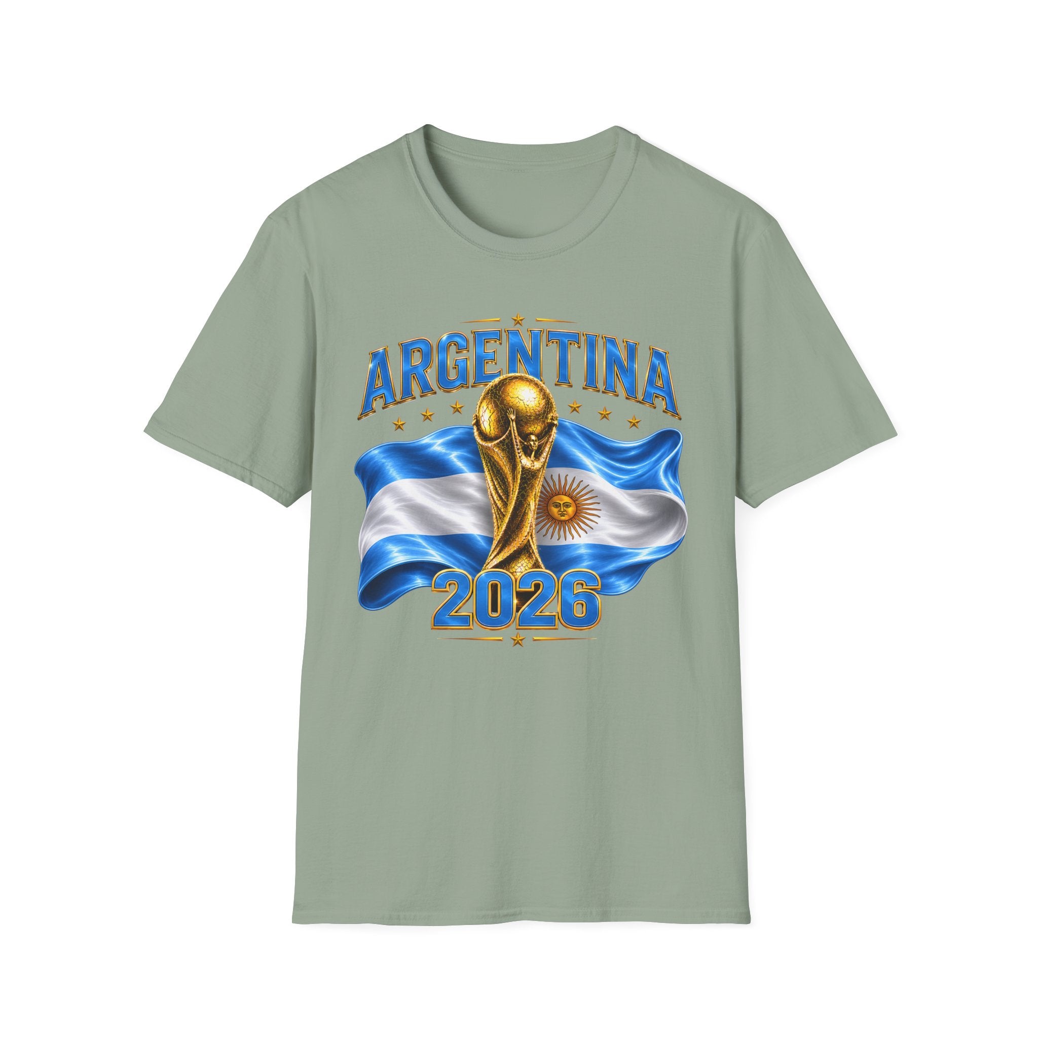 Argentina 2026 World Cup T-Shirt — Golden Trophy & Flag Soccer Fan Tee