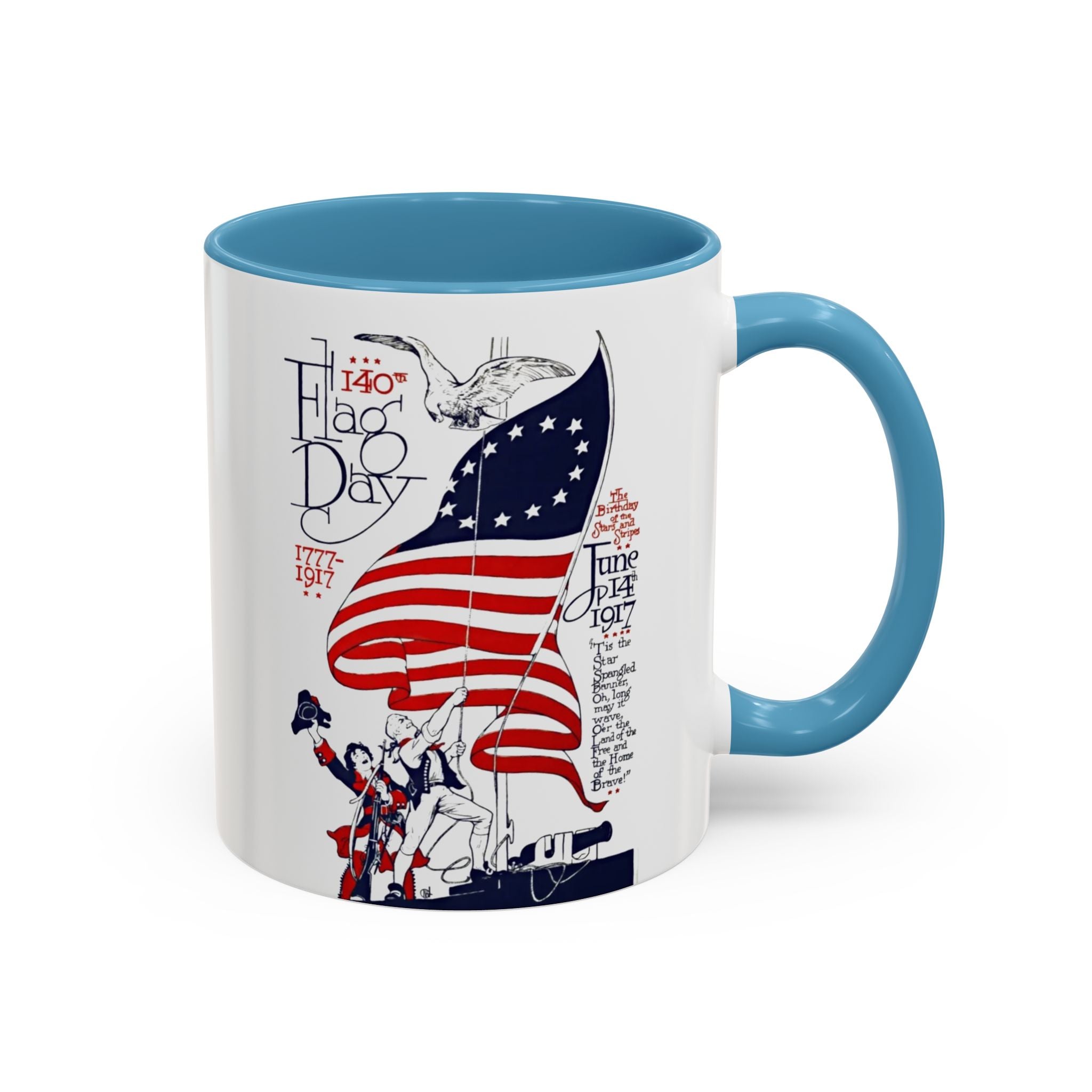 Flag Day Illustration Original Artwork 1917  Mug | American Flag Sailors Accent Coffee Mug