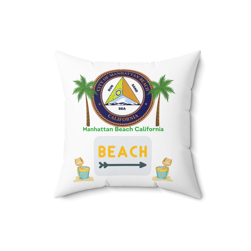 Manhattan Beach California 90266 MAP Spun Polyester Square Pillow