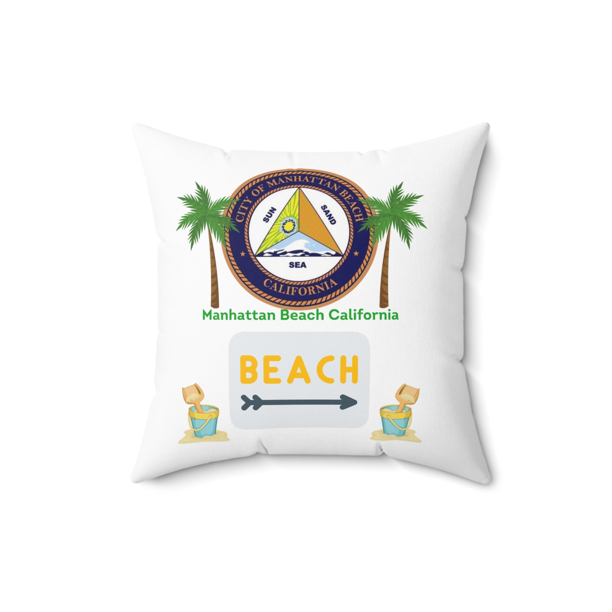Manhattan Beach California 90266 MAP Spun Polyester Square Pillow
