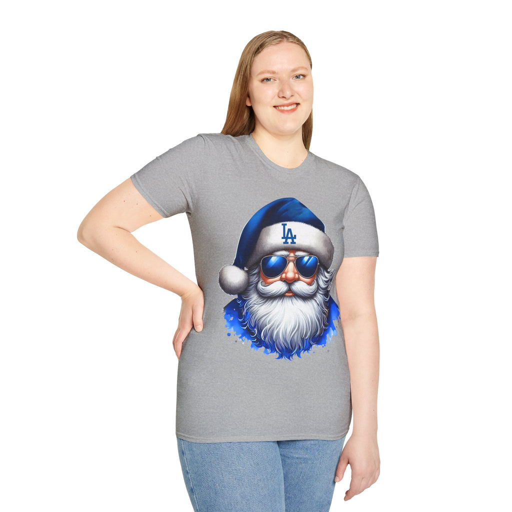 LA Dodgers Blue Santa T-Shirt — Cool Sunglasses Holiday Tee