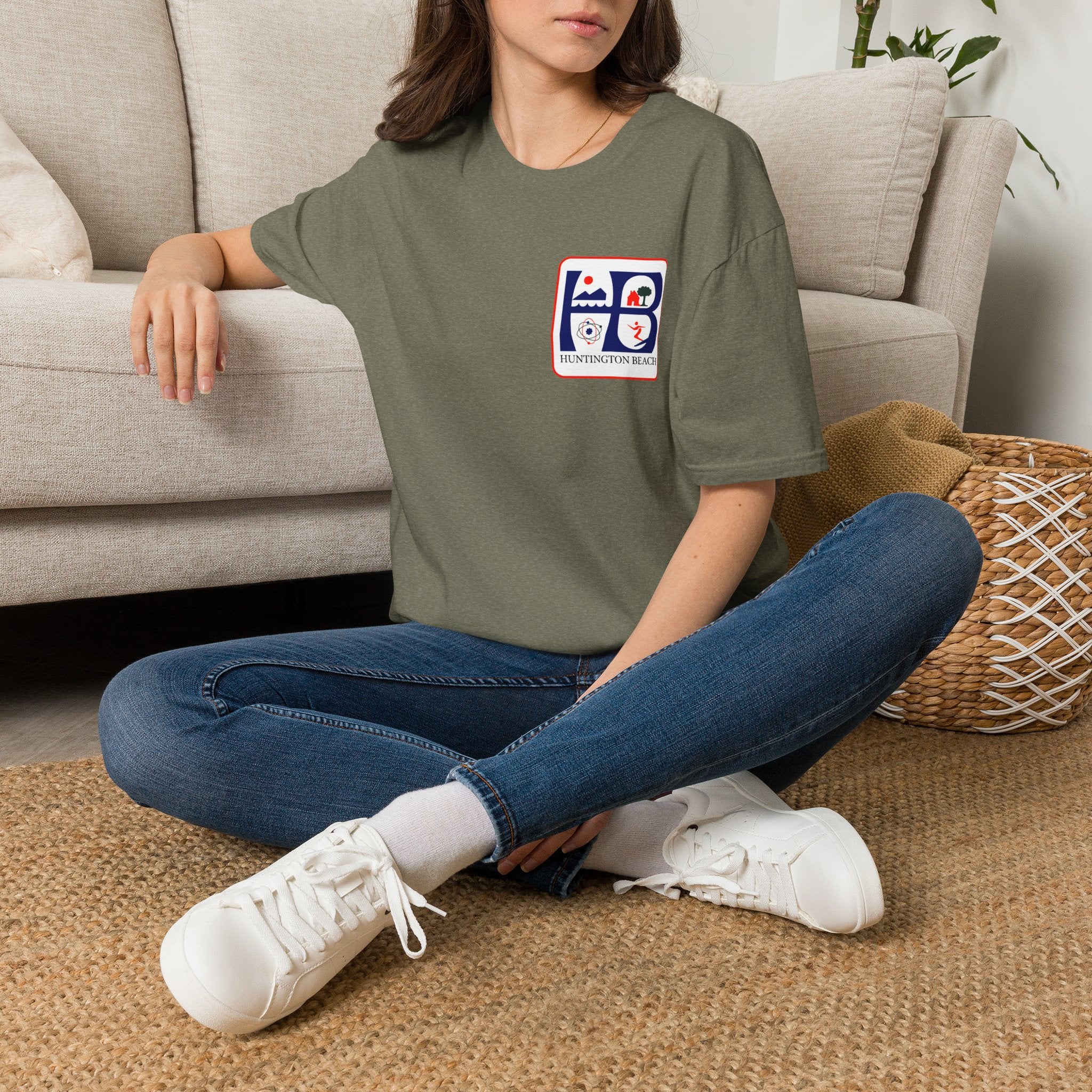 Huntington Beach Retro HB Logo T-Shirt  (printed 3 places)