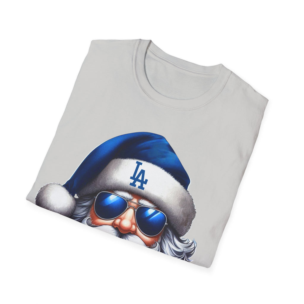 Blue Los Angeles Doyers Santa Tee | Santa Hat Graphic T-Shirt #Doyers