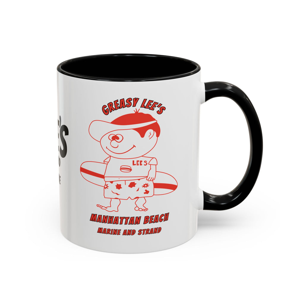 Greasy Lee's Surfer Logo Mug | Marine and Strand Manhattan Beach Old School  Accent Coffee Mug 11oz 15oz
