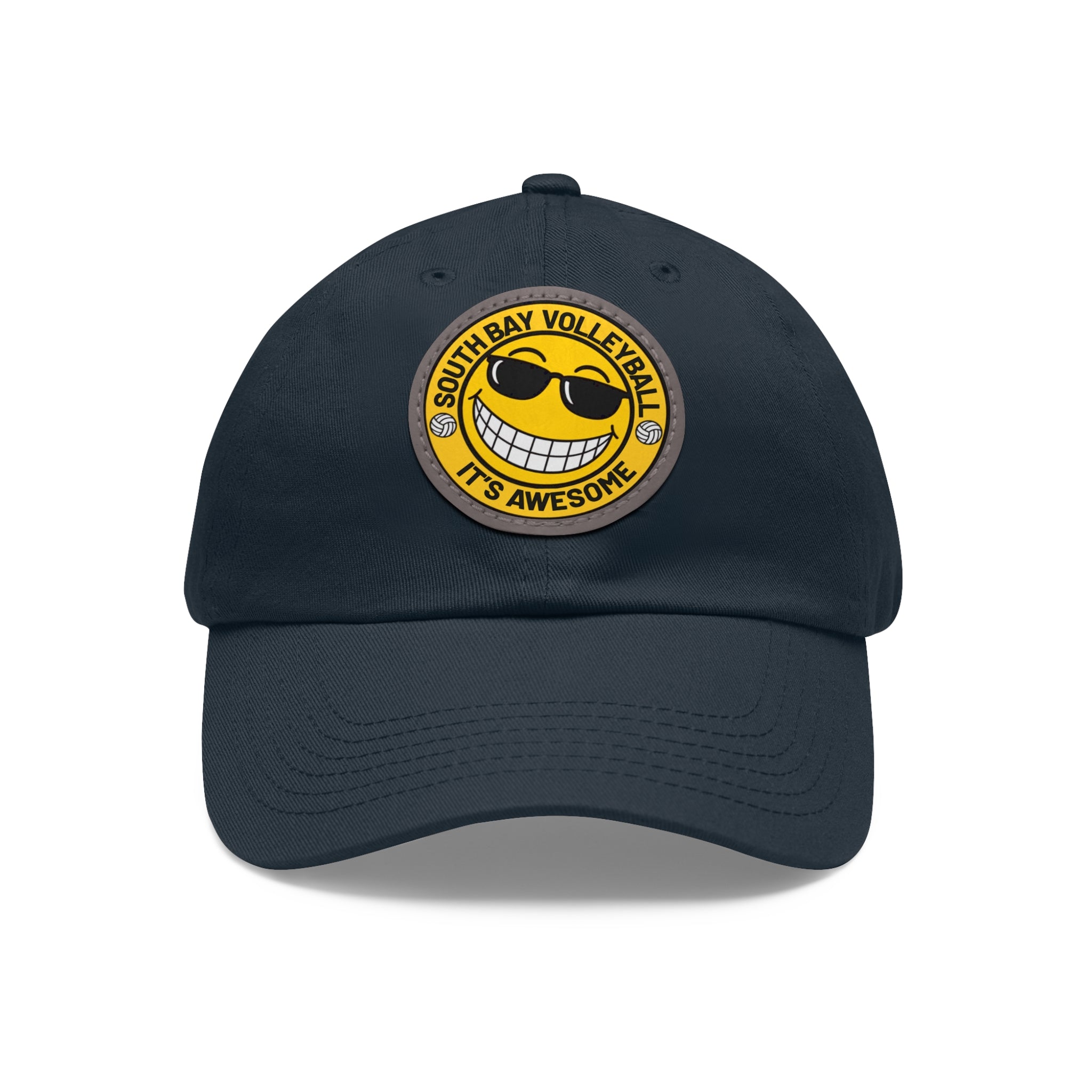 Volleyball Smiley Mom and Dad Hat — "South Bay Volleyball: It’s Awesome" Leather Patch