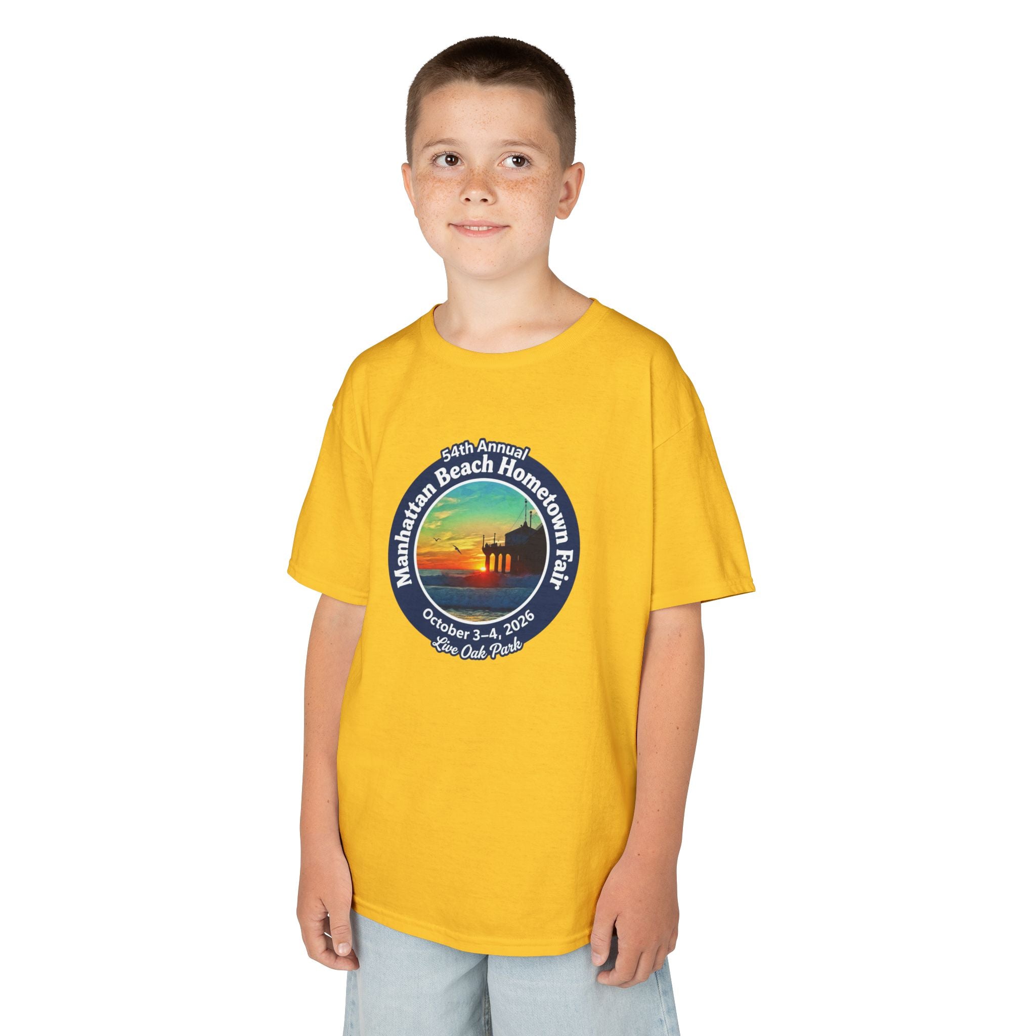 Kids Tee — Manhattan Beach Hometown Fair 2026 Sunset Logo