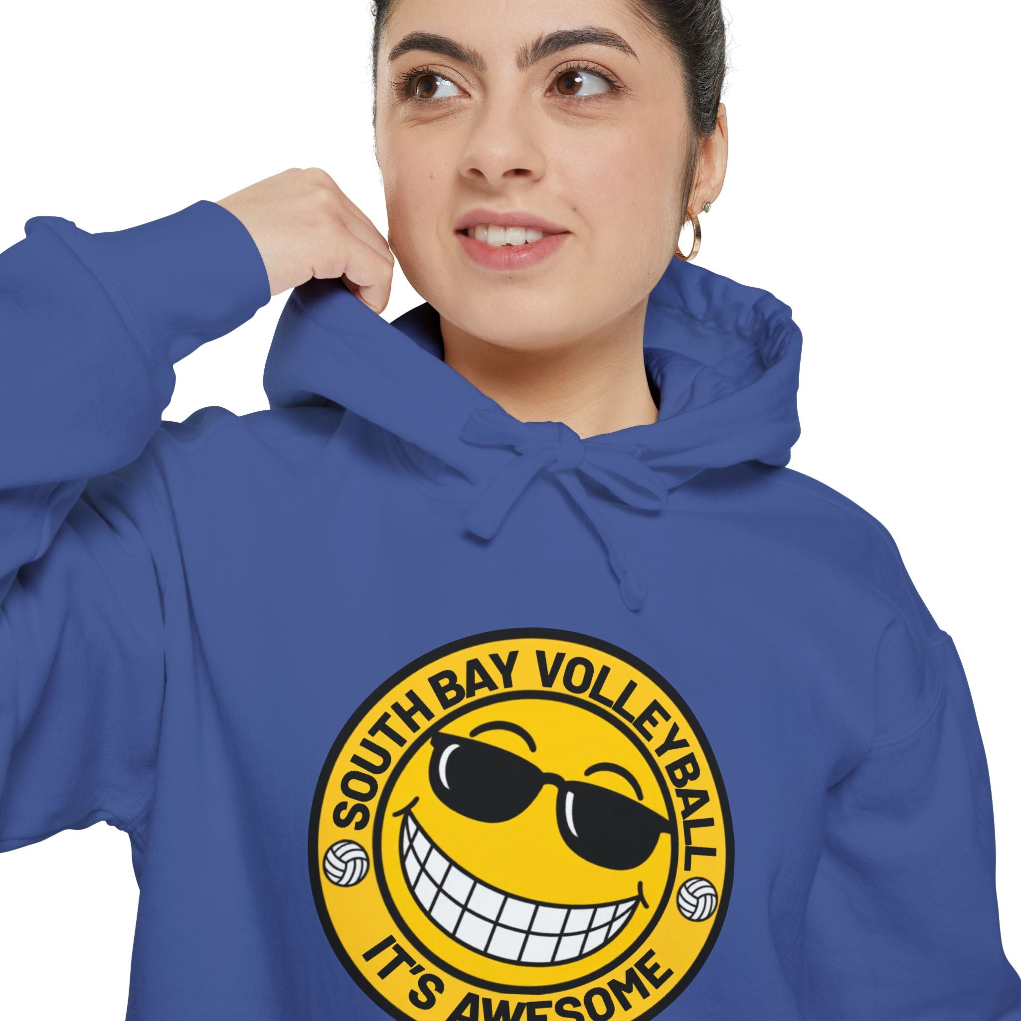 Volleyball Smiley Hoodie — "South Bay Volleyball It's Awesome" Crewneck