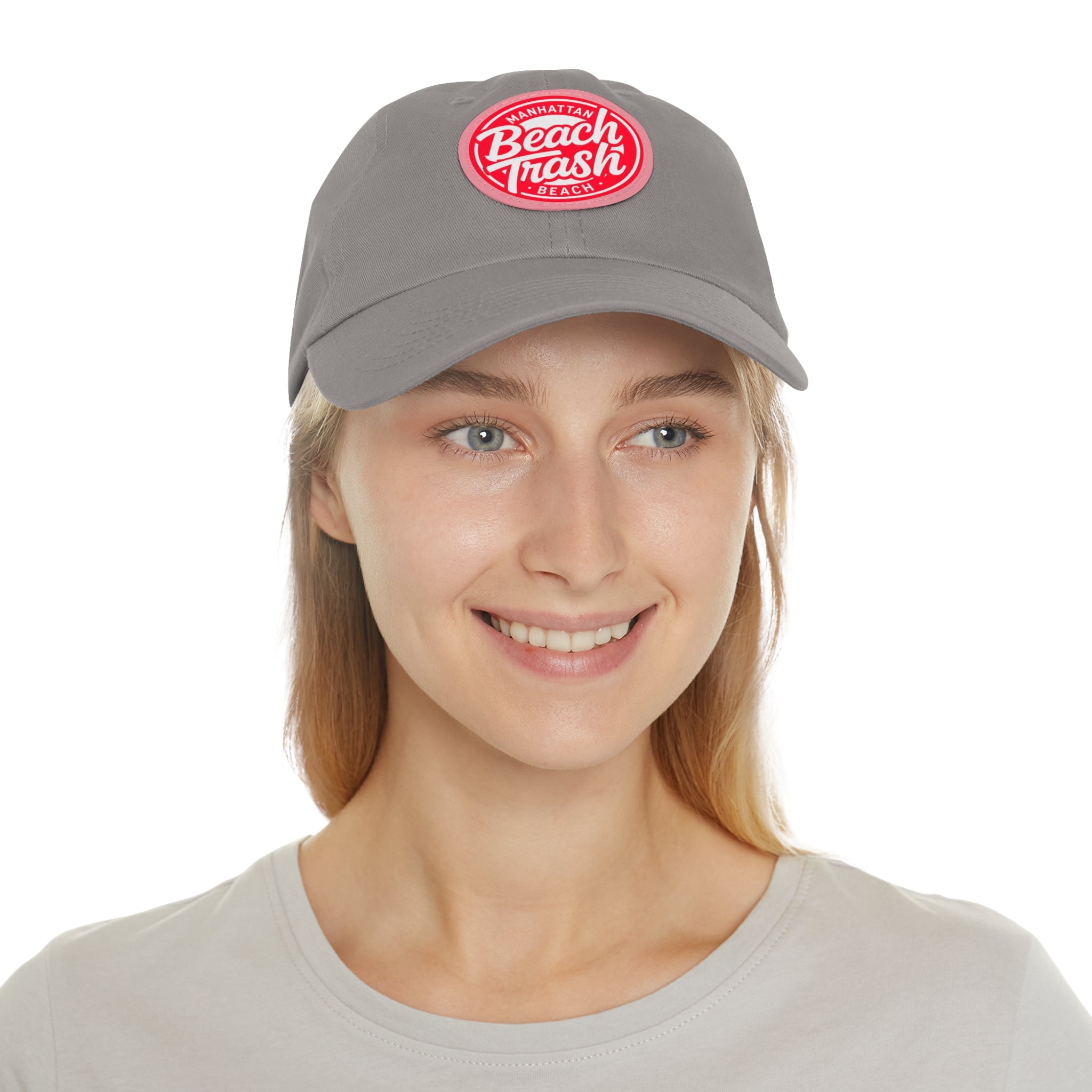 Proud to be Called Beach Trash Manhattan Beach  Leather Patch Dad Hat — Vintage Manhattan Beach Logo