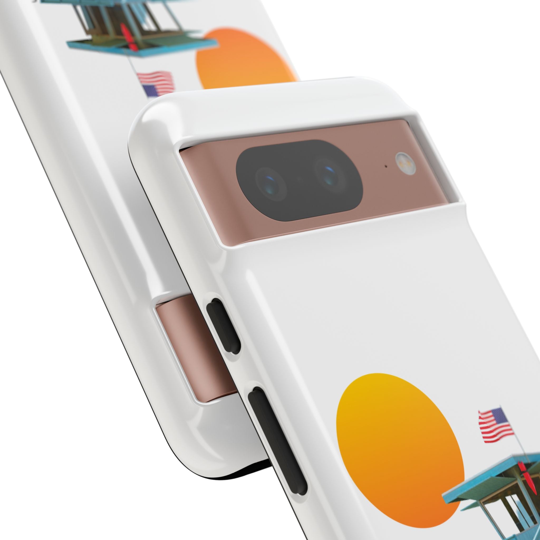 South Bay Lifeguard Stand with American Flag Tough Phone Cases