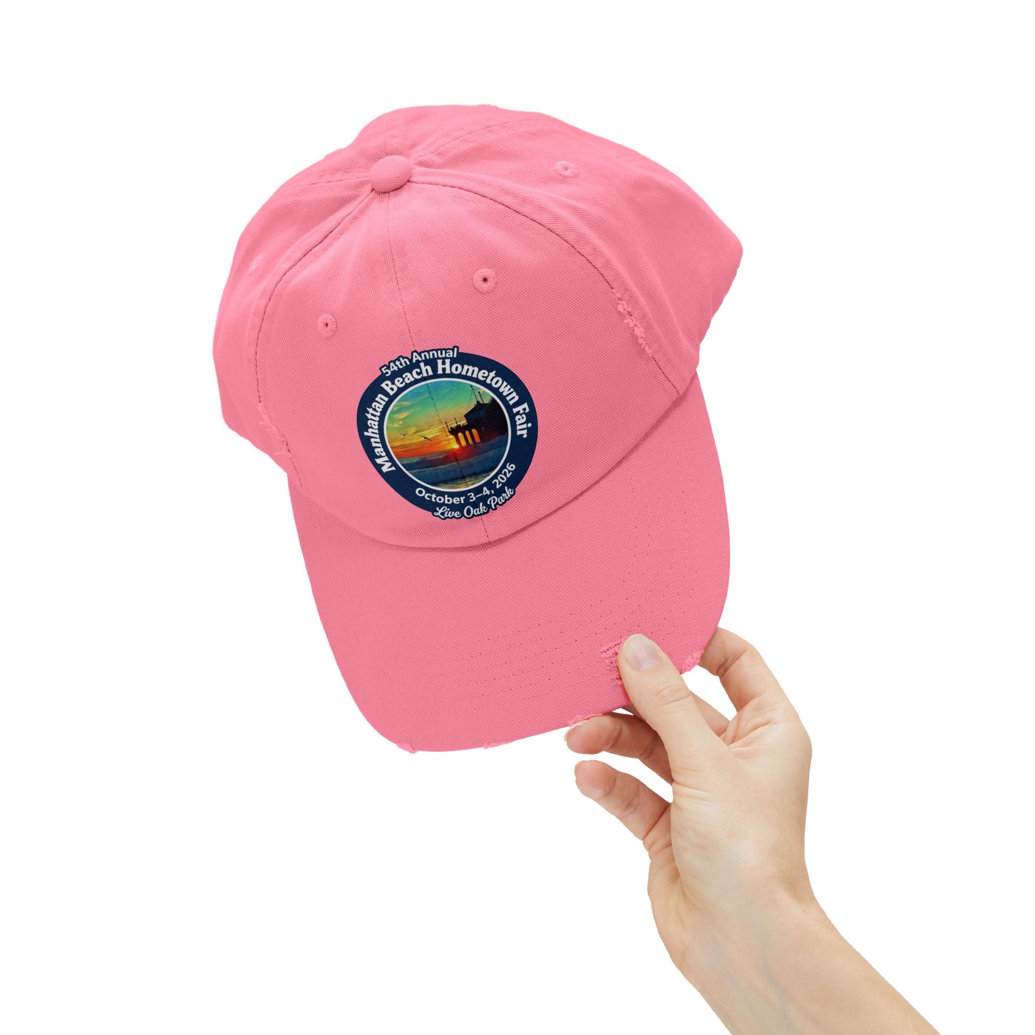 Distressed Baseball Cap - Manhattan Beach Hometown Fair 2026 Sunset Logo
